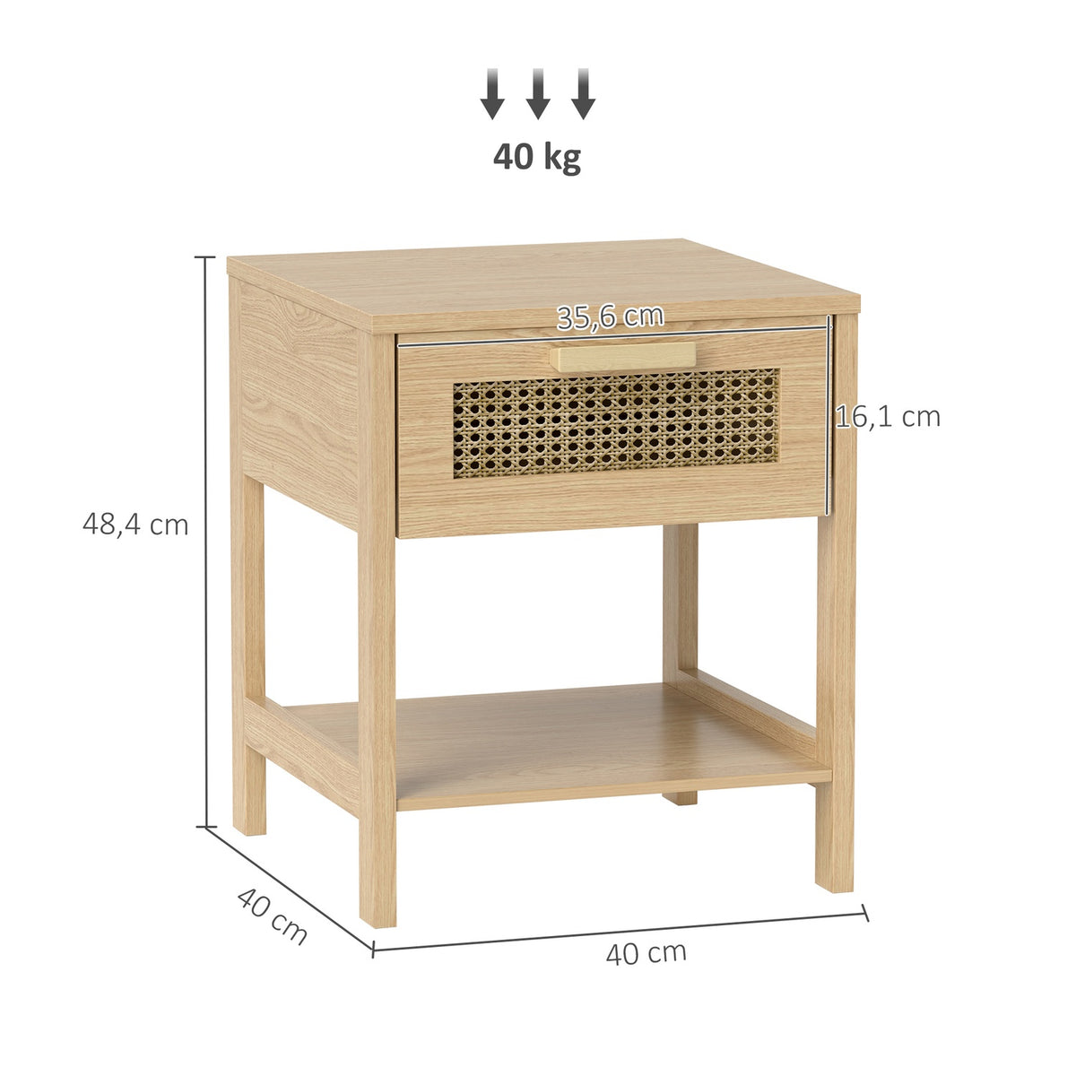 Bedside table bedside table natural night dresser with drawer open shelf rattan design natural 40 x 40 x 48.4 cm