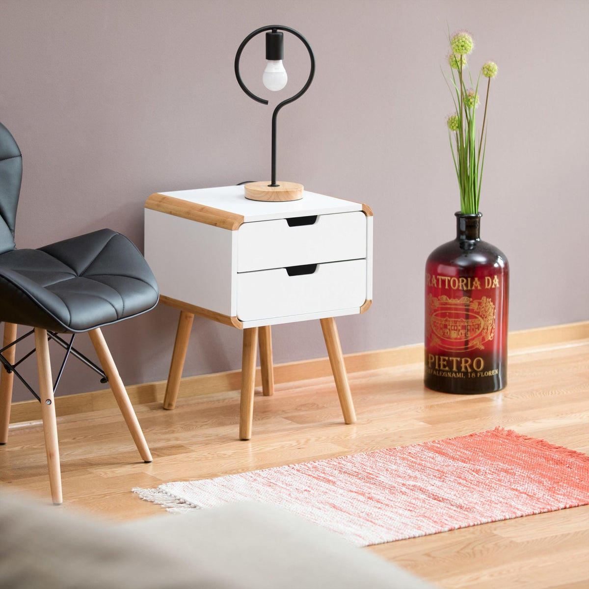 Bedside table with 2 drawers