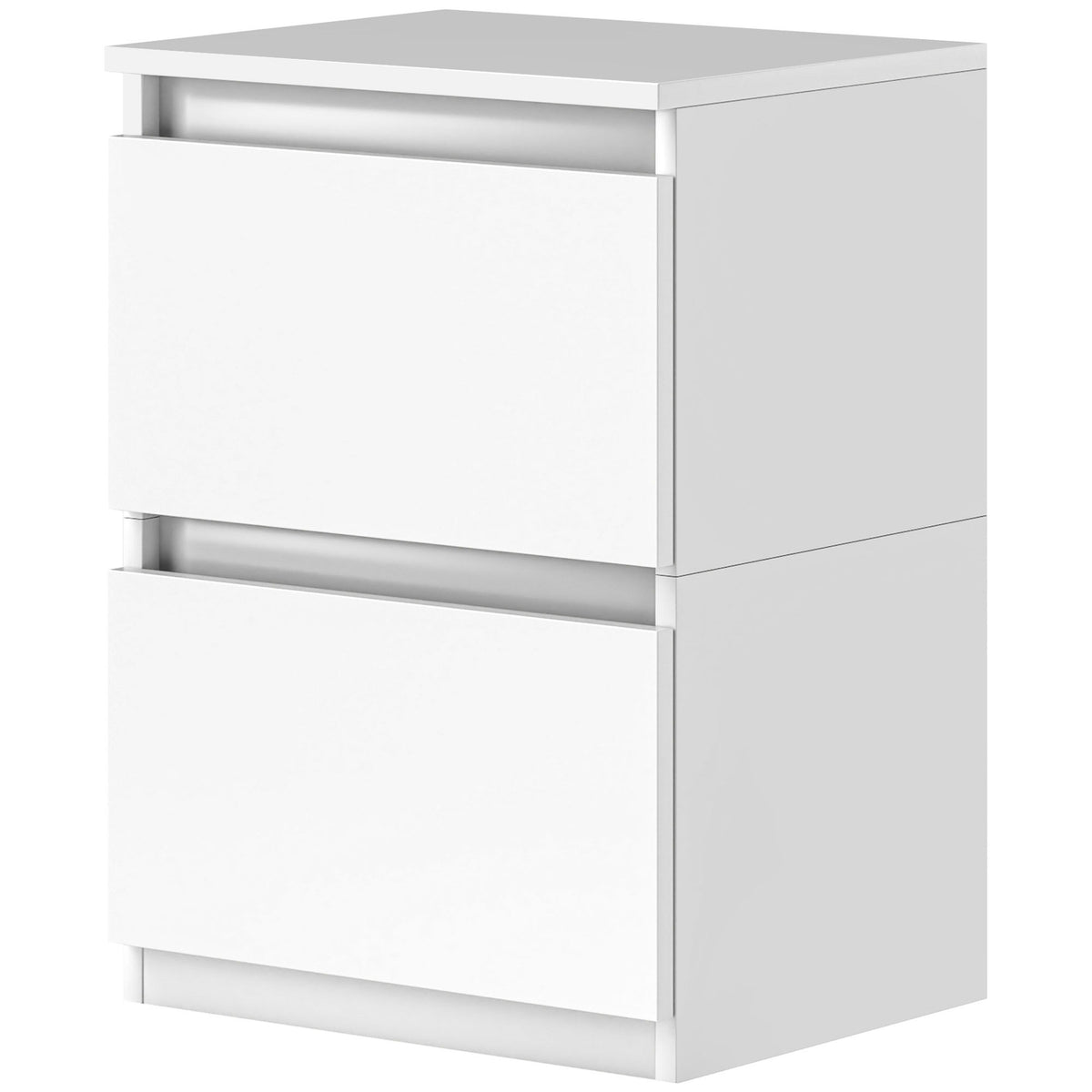 Bedside table with 2 drawers, side table, nightstand with storage space, nightstand for bedroom, living room, approx. 40 x 32 x 56 cm, white