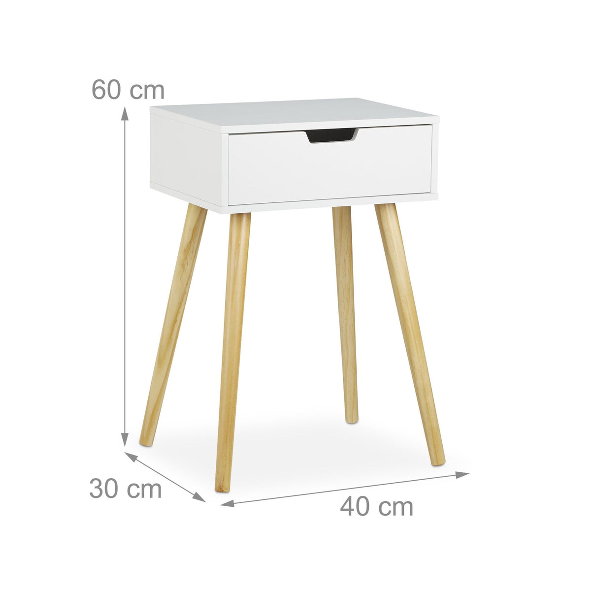 Bedside table with drawer white
