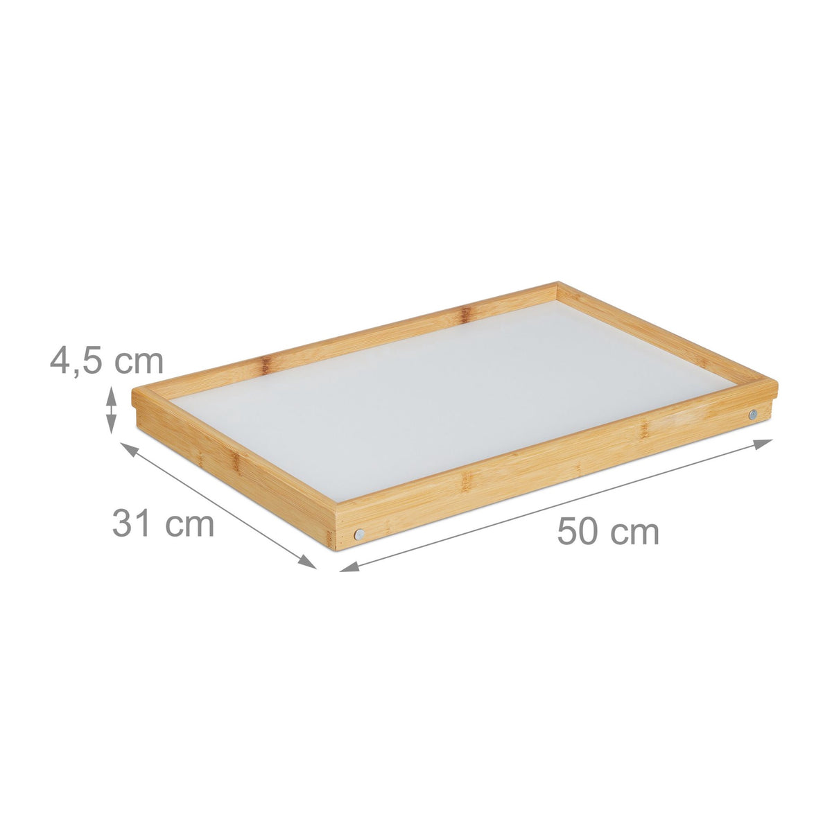 Bed tray in white and bamboo