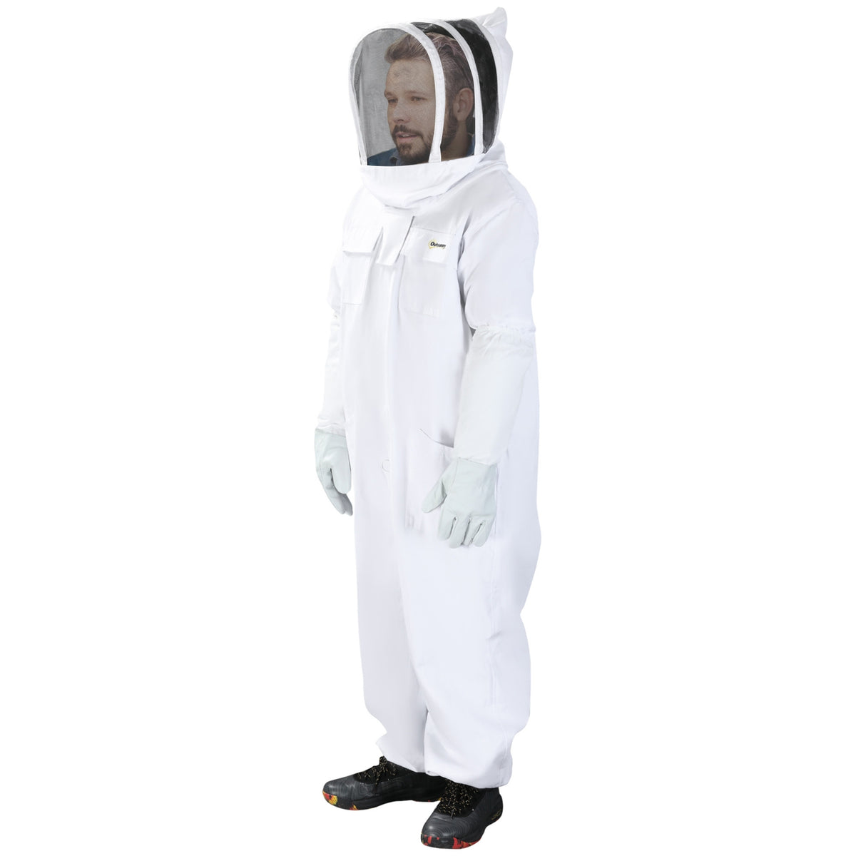 Beekeeping Suit Cotton Beekeeping Protective Suit With Veil, Goatskin Gloves, White, Xxxl, Unisex