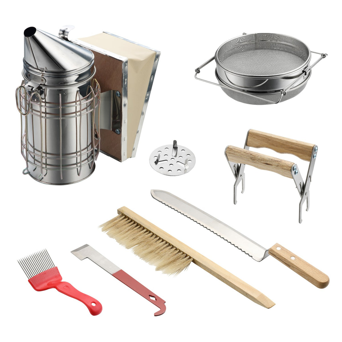 Beekeeping Tool Set 7 Piece Beekeeping Kit With Smoker, Hive Chisel, Beekeeping Brush, Starter Kit, Rustproof