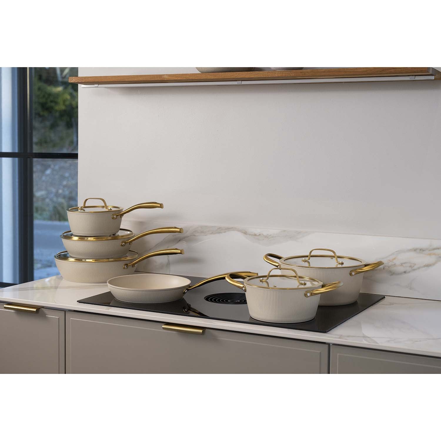 Beige 20 cm Pot, 2.4 L, Ceramic Non-Stick Coating