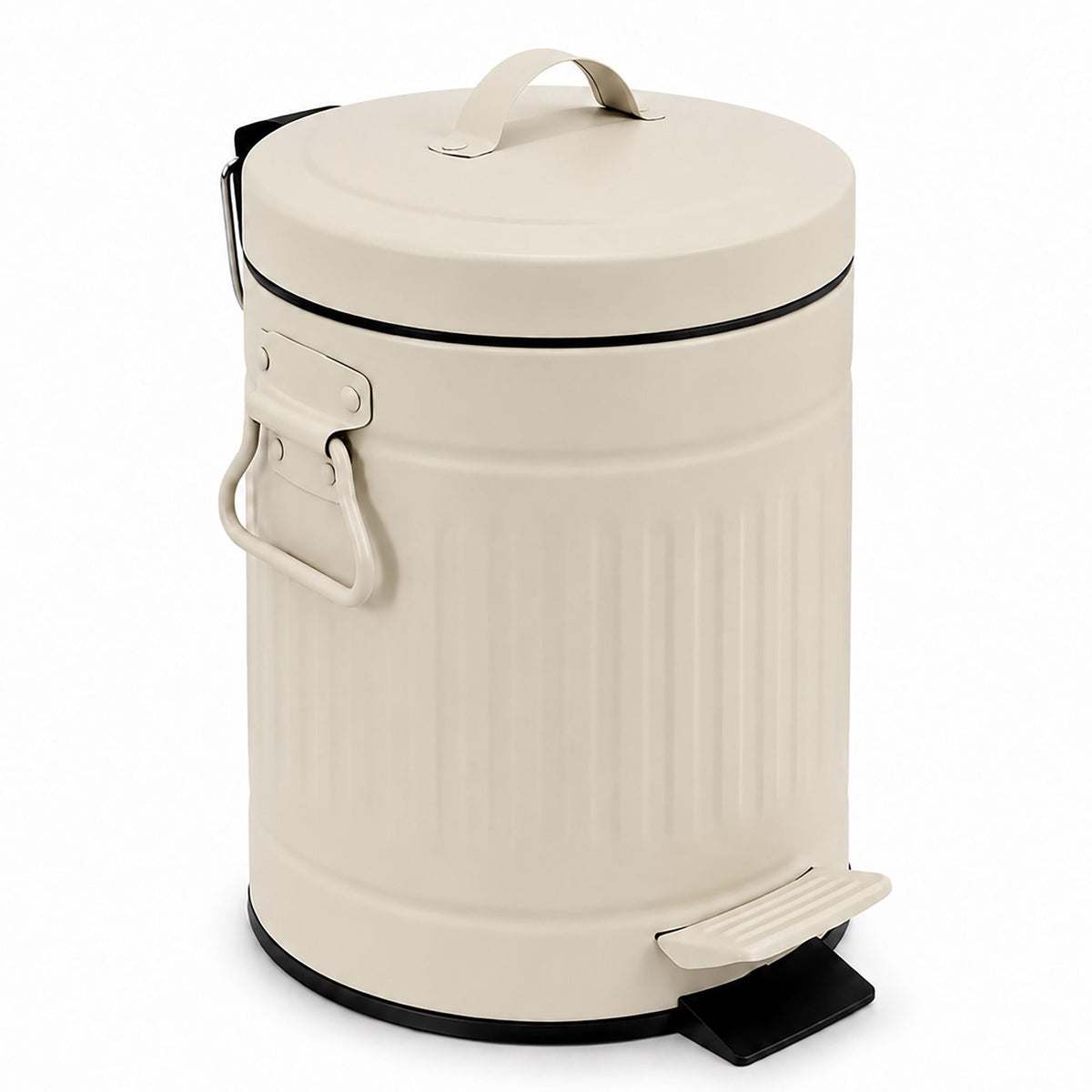 Beige Retro Bathroom Pedal Bin, 3L Capacity