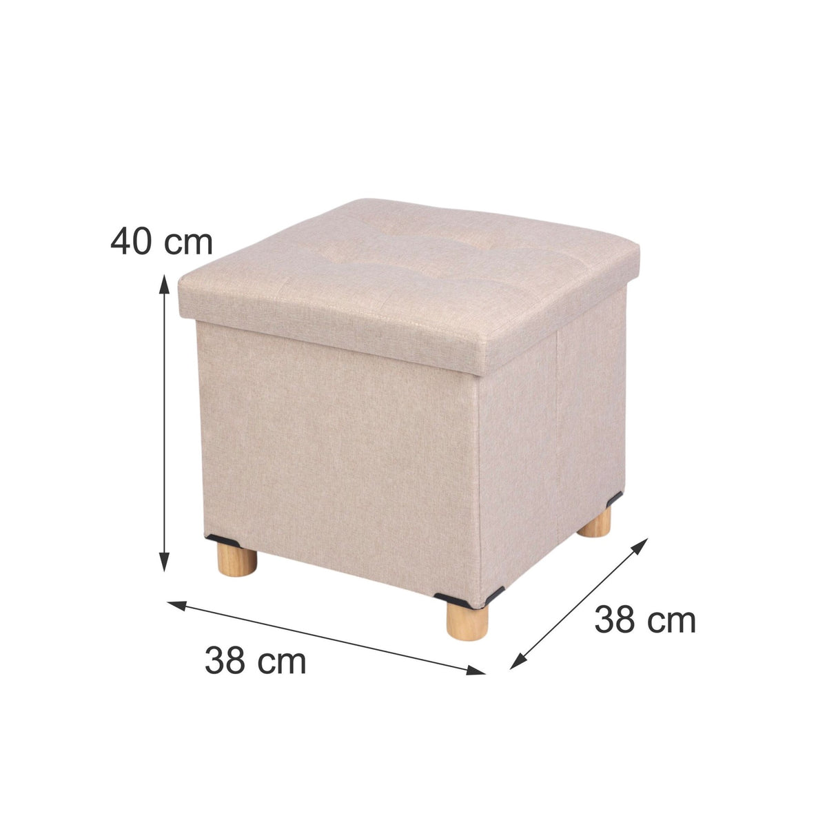 Beige Storage Ottoman Seat with Padded Lid, 40x38x38 cm