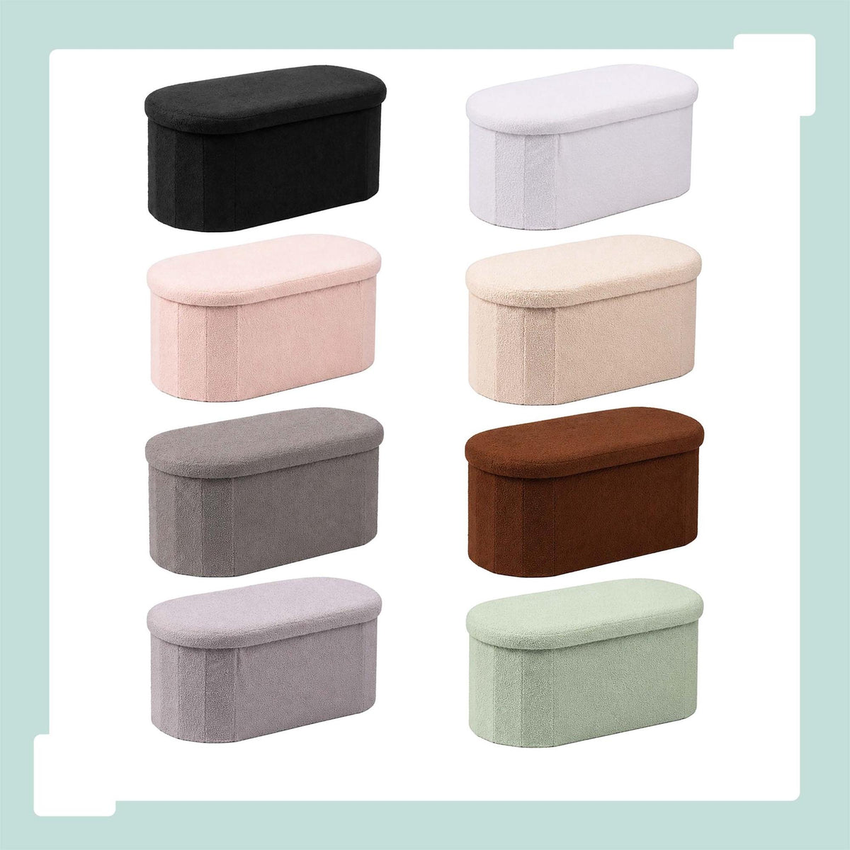 Beige Teddy Fabric Storage Bench – 38 x 76 cm