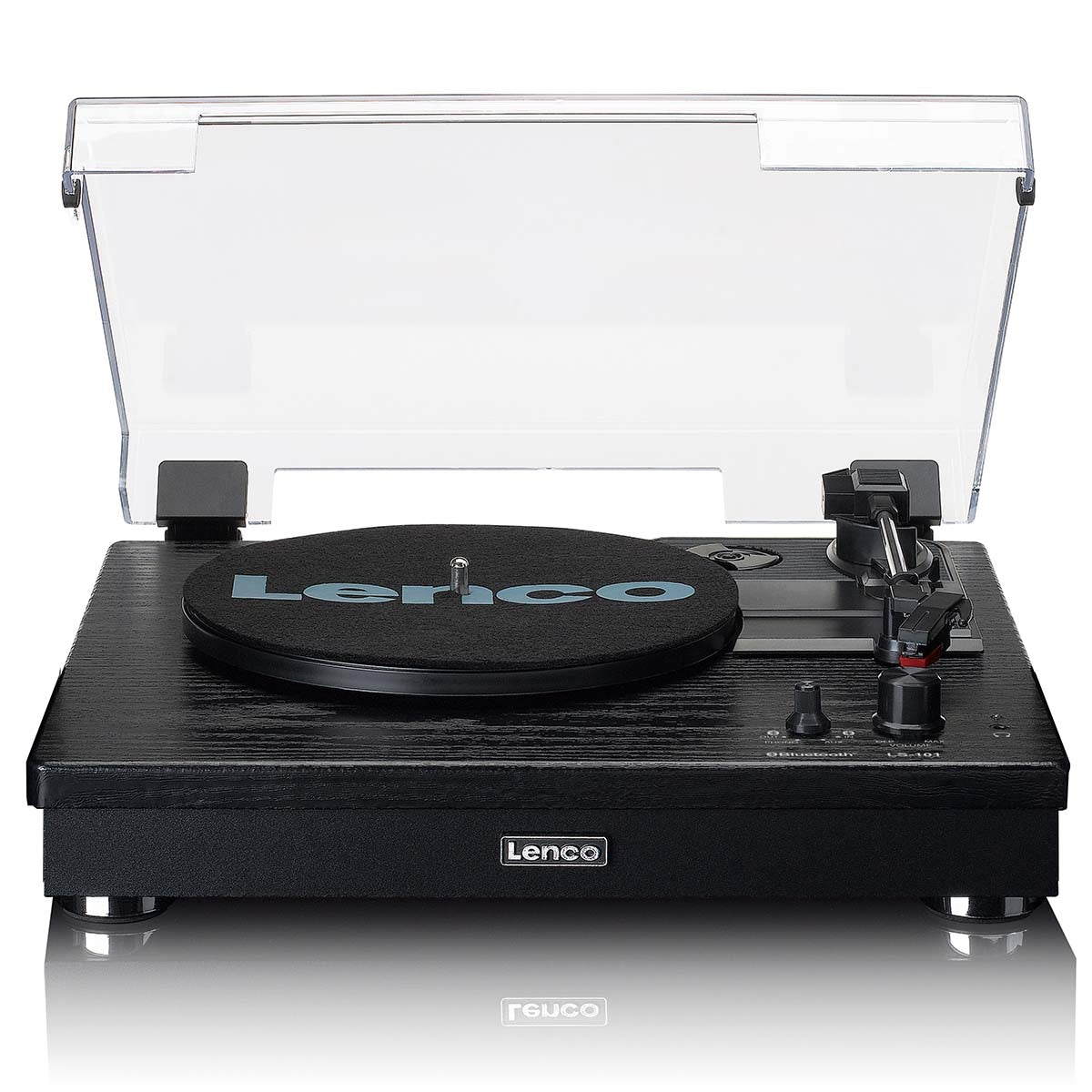 Belt drive wooden Record Player with Bluetooth reception transmisson and 2 external speakers