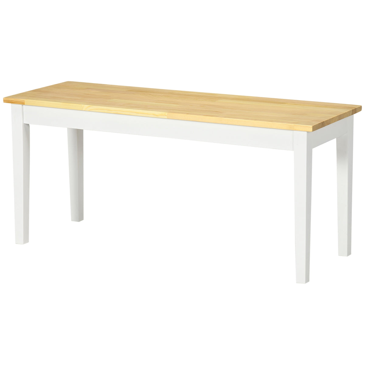 Bench 2-Seater Dining Bench Wooden Bench, Kitchen Bench, Living Room Bench For Kitchen, Entrance, Load Capacity Up To 220 Kg, Pine Wood, White, 102 X 36 X 45 Cm