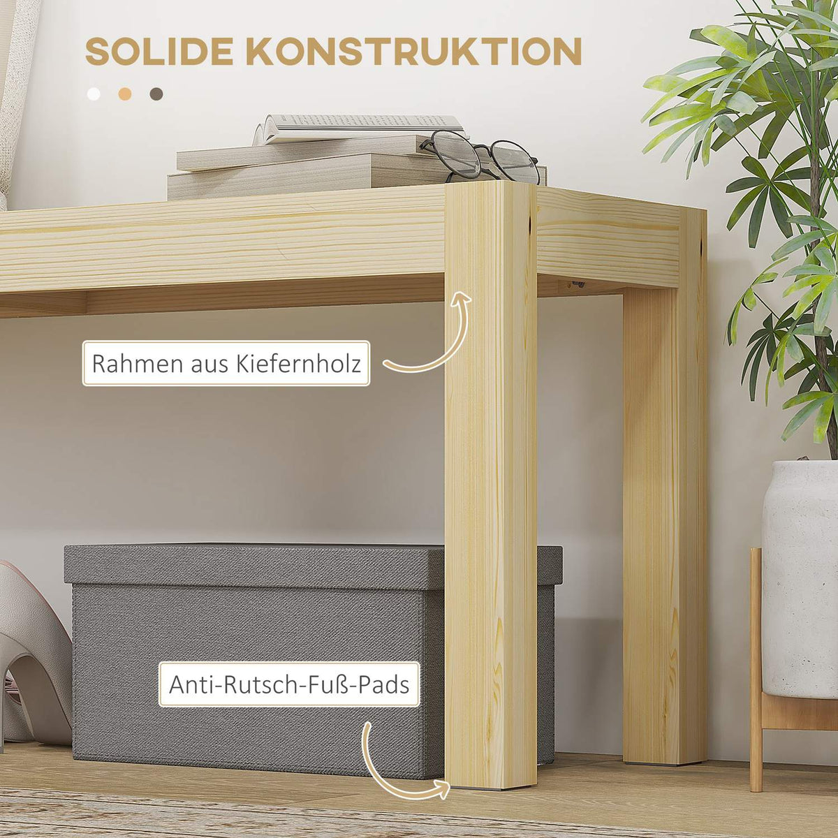 Bench 2-Seater Wooden Bench Dining Bench In Country House Style, Kitchen Bench For Living Room, Up To 240 Kg, Pine Wood, Natural, 120X33X45Cm