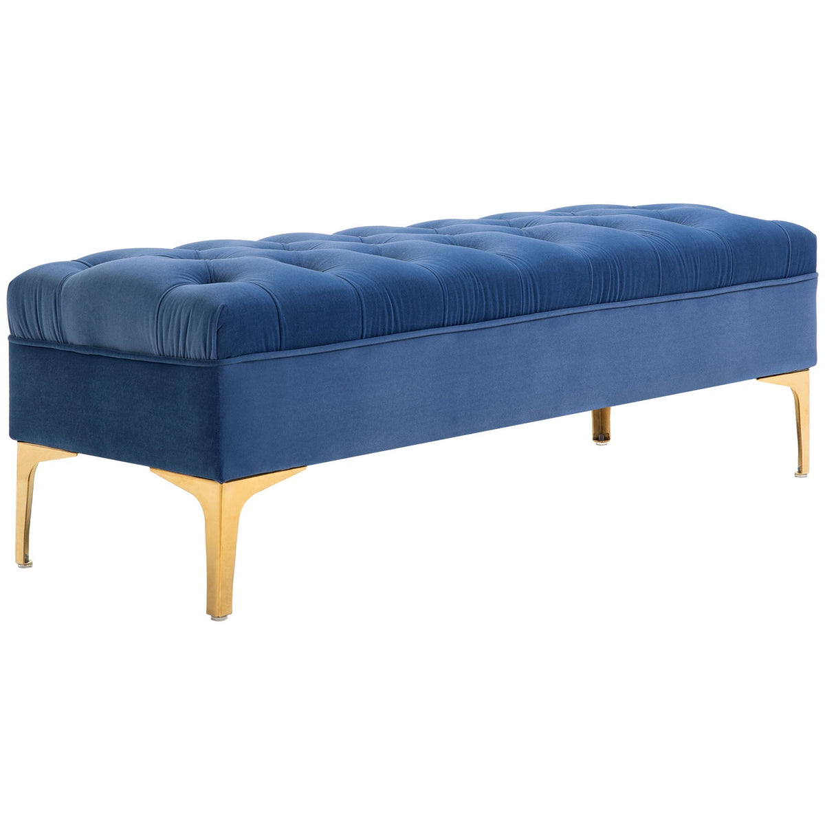 Bench, Bed Bench, Shoe Bench With Raised Legs, Bedroom, Velvet Blue 118 X 45 X 42 Cm