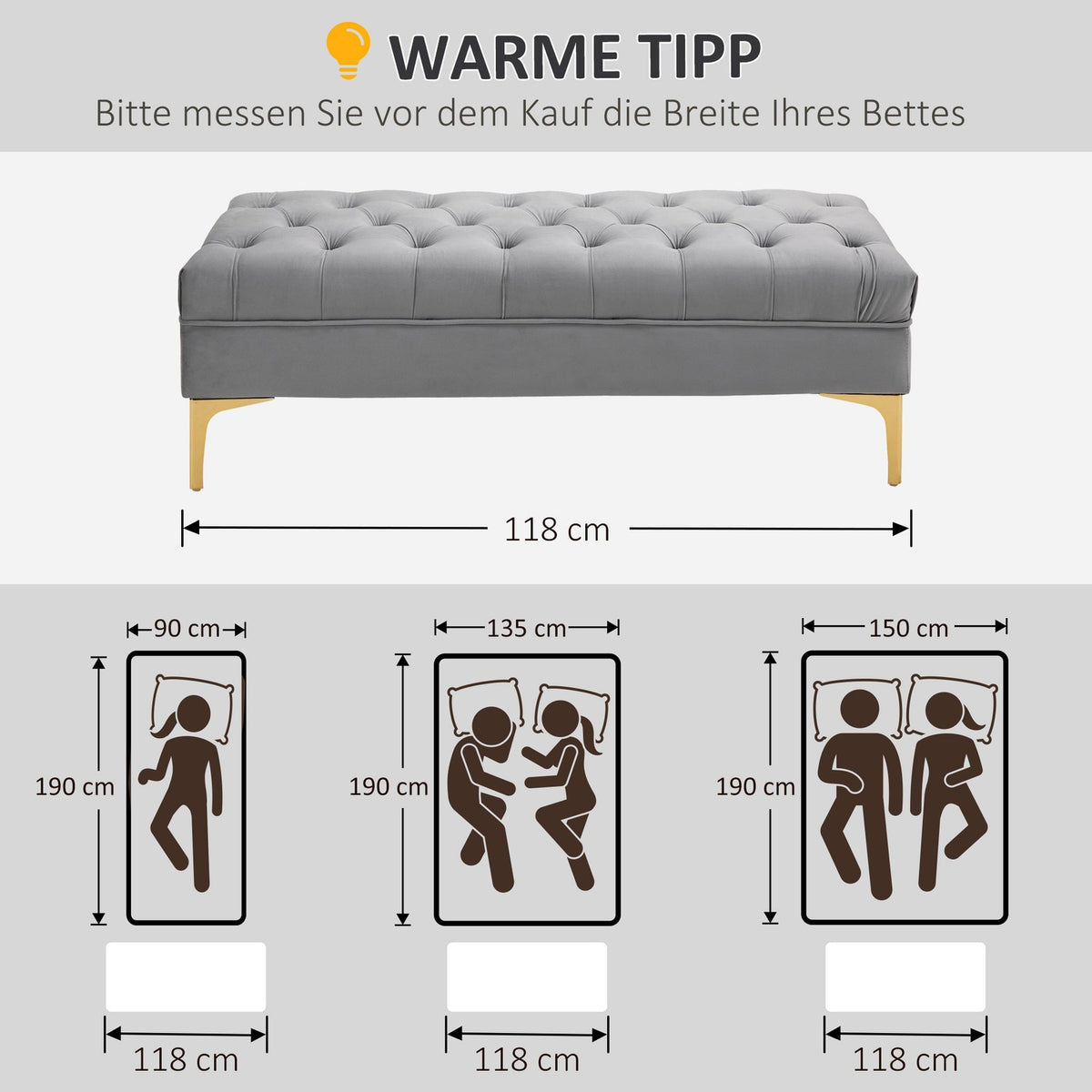 Bench Bed Bench Shoe Bench With Raised Legs Velvet Light Gray 118X45X42Cm For Bedroom