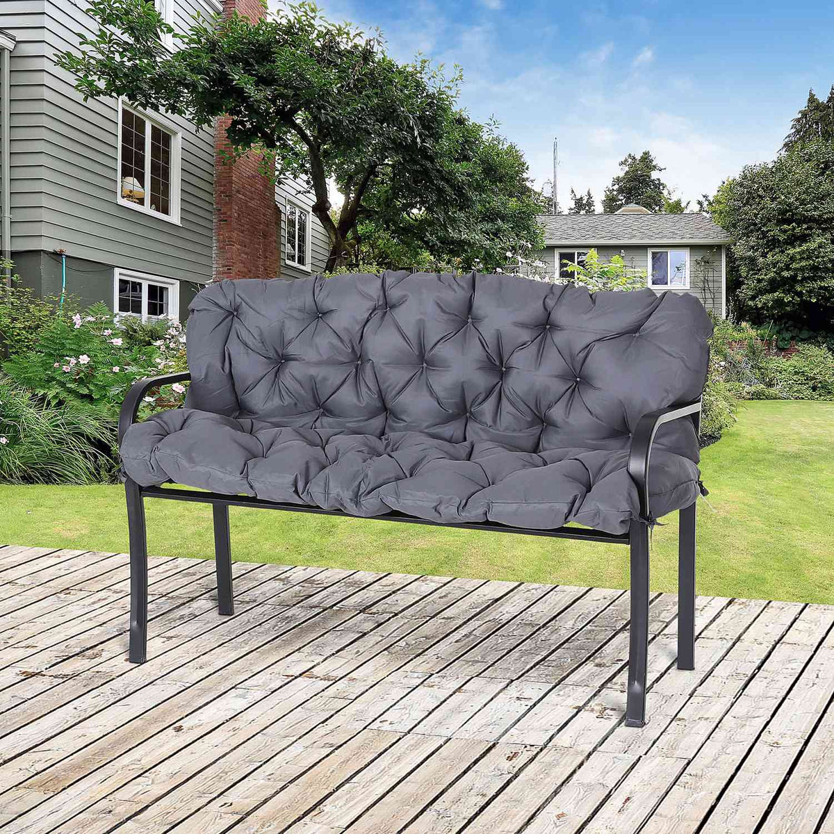 Bench Cushion Seat Cushion Back Cushion Cushion For Bench Garden Bench Garden Furniture Porch Swings 150 98X8Cm Cotton Dark Gray