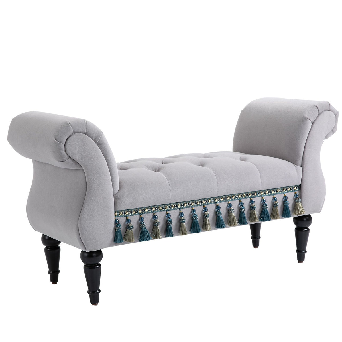 Bench Elegant Bed Stool Upholstered Bench Stool Bench Wooden Bench Made Of Polyester And Rubber Foam Gray 117 X 40 X 58 Cm