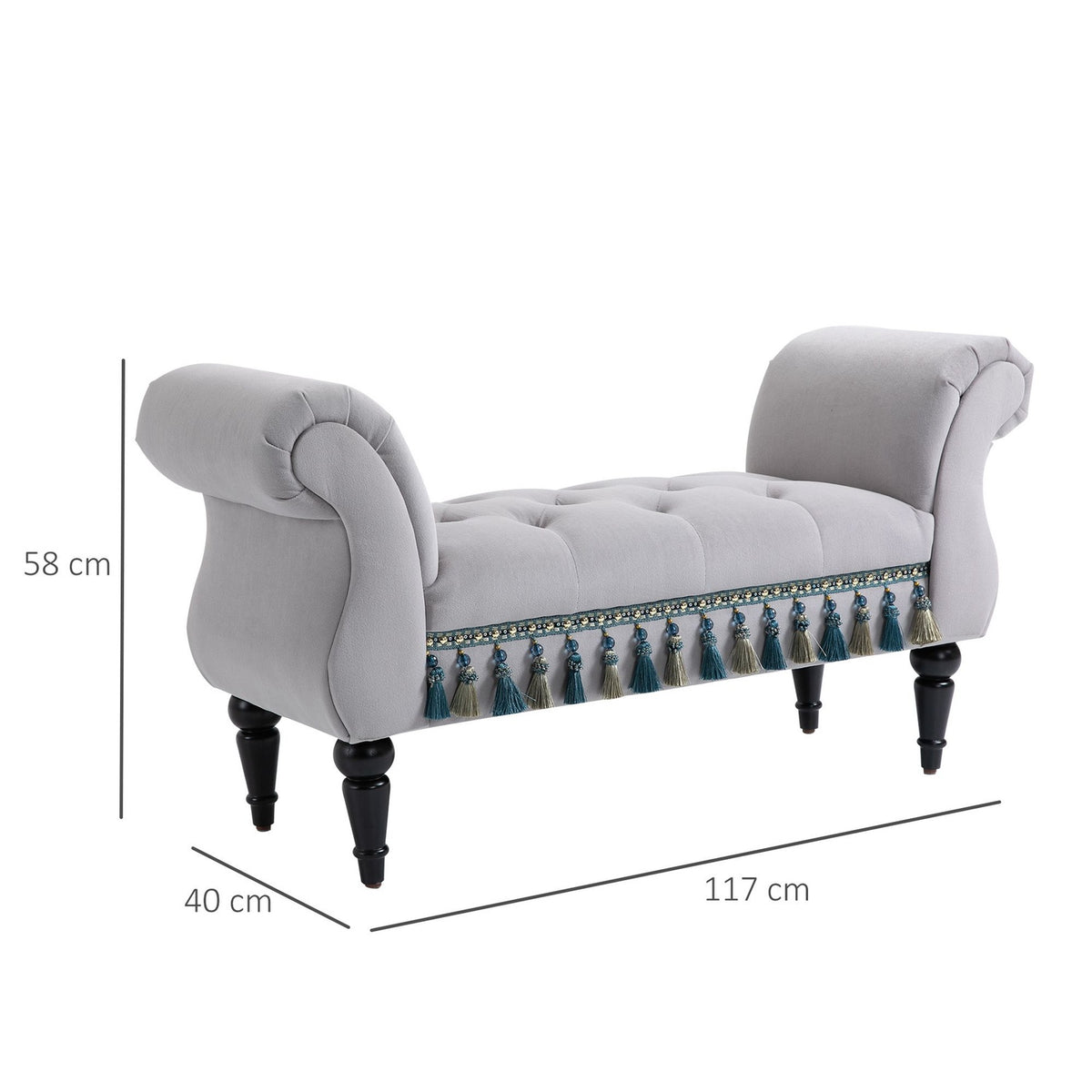 Bench Elegant Bed Stool Upholstered Bench Stool Bench Wooden Bench Made Of Polyester And Rubber Foam Gray 117 X 40 X 58 Cm