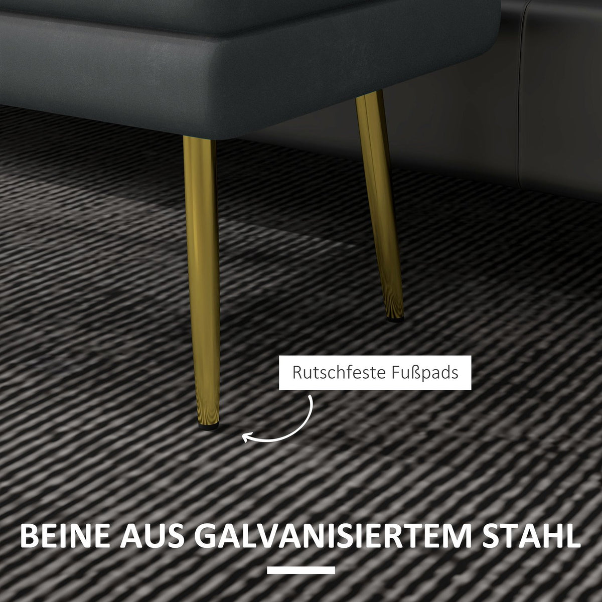 Bench Upholstered Bench Storage Space Velvet Look Bed Bench Steel Legs Shoe Bench Storage Bench Living Room Bedroom Gray 79.5X37.5X43Cm