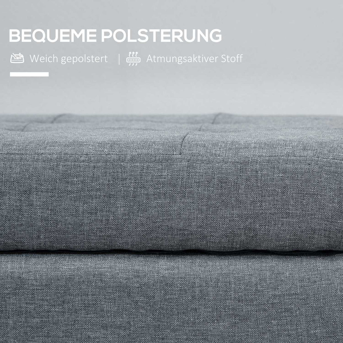 Bench, Upholstered Bench With Storage Space, Bed Bench With Lid, Linen Look, Chest Bench, Storage Bench For Living Room, Bedroom, Grey