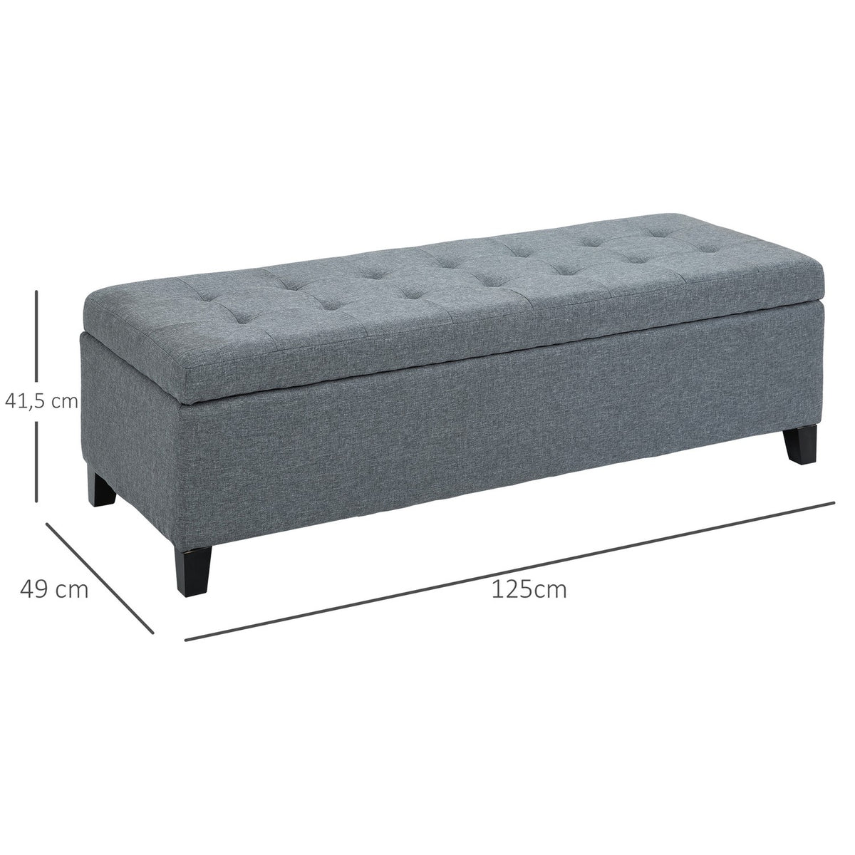 Bench, Upholstered Bench With Storage Space, Bed Bench With Lid, Linen Look, Chest Bench, Storage Bench For Living Room, Bedroom, Grey