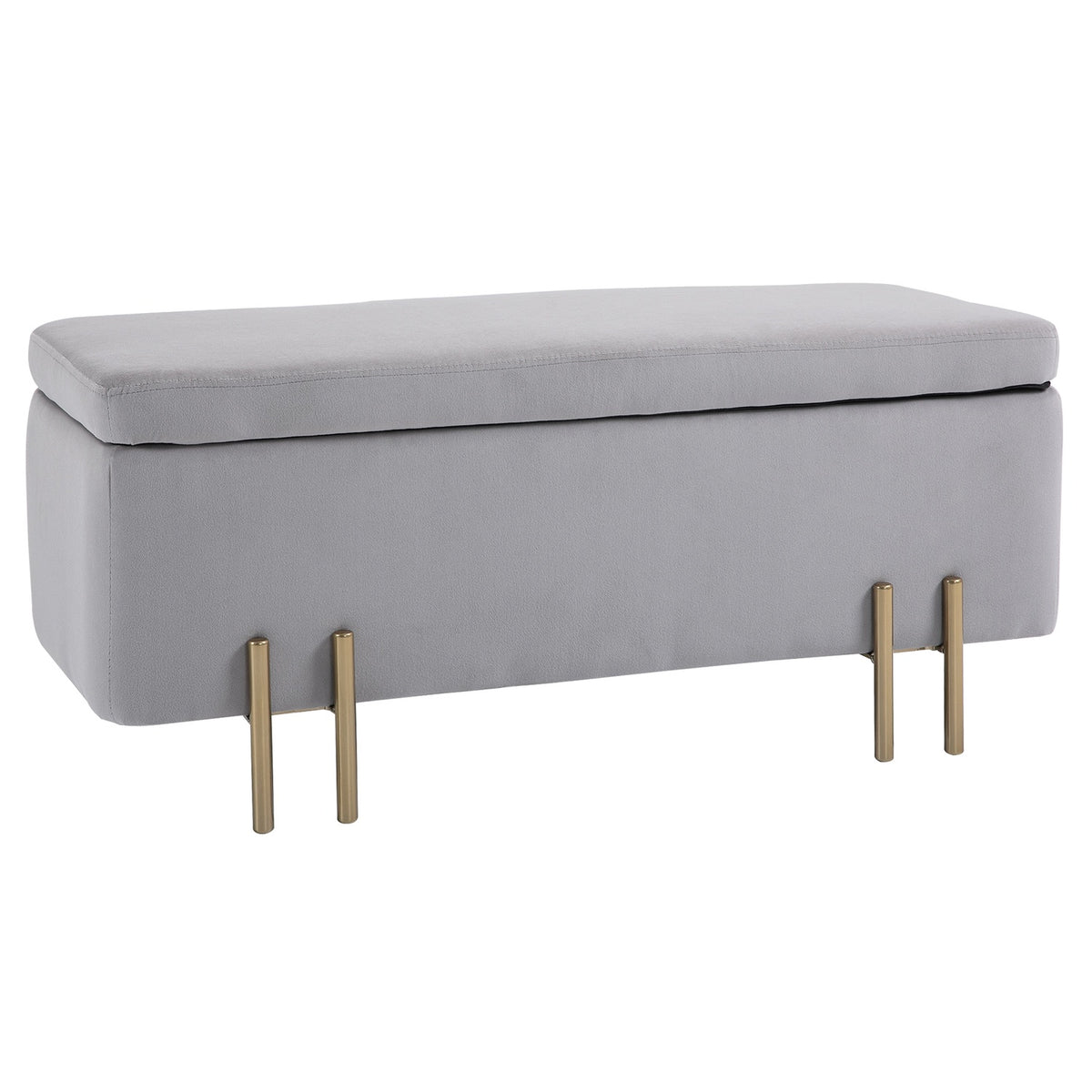 Bench Upholstered Bench With Storage Space, Chest Bench, Light Gray, Fabric Metal Foam, 100X40X42Cm