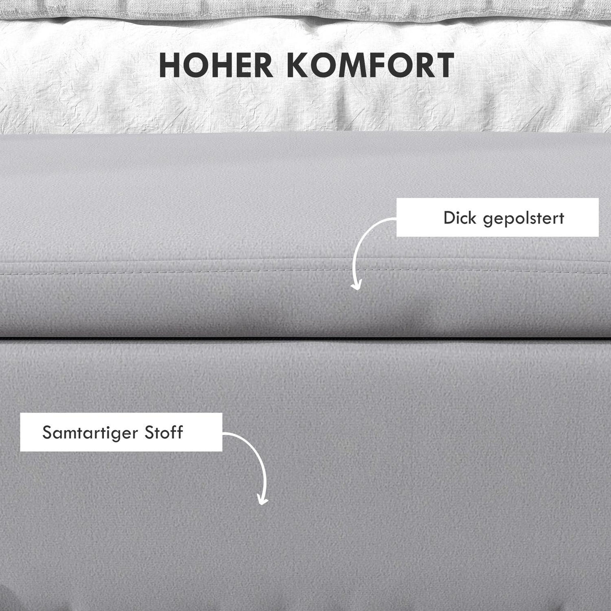 Bench Upholstered Bench With Storage Space, Chest Bench, Light Gray, Fabric Metal Foam, 100X40X42Cm