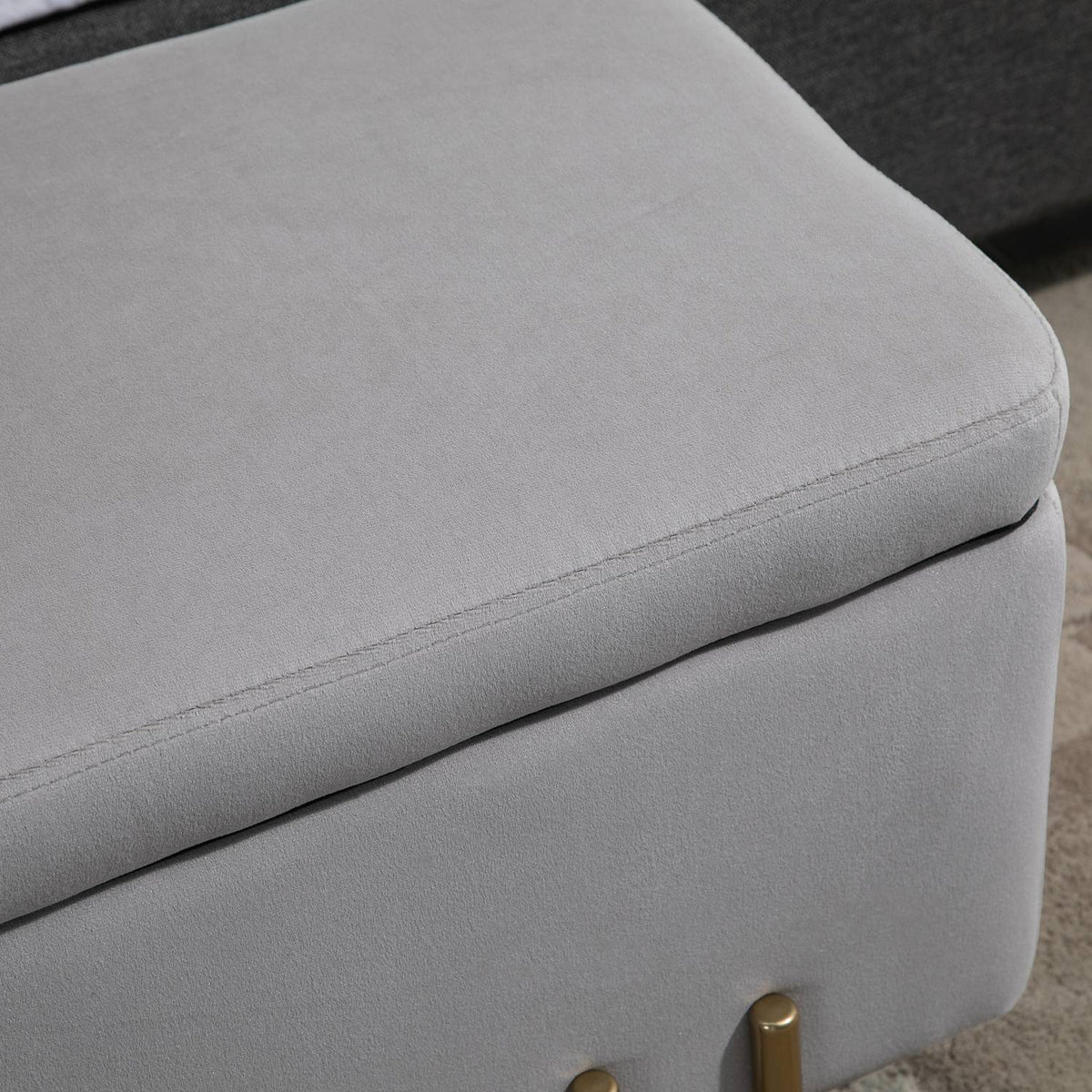 Bench Upholstered Bench With Storage Space, Chest Bench, Light Gray, Fabric Metal Foam, 100X40X42Cm