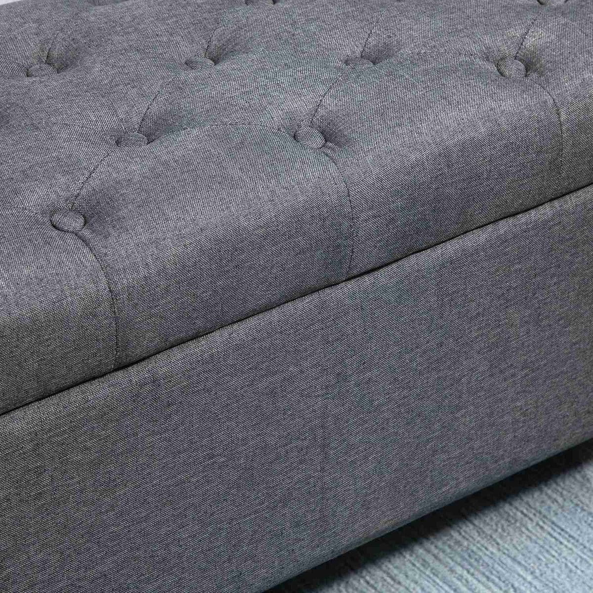 Bench Upholstered Bench With Storage Space, Chest Bench, Linen-Like Polyester, Rubber Wood, Dark Grey, 100 X 40 X 44 Cm