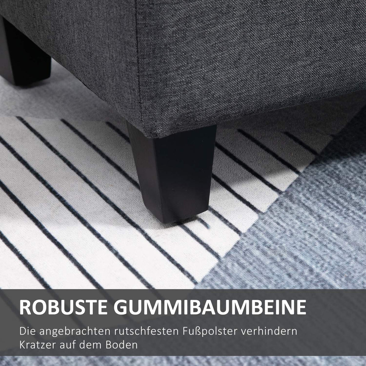 Bench Upholstered Bench With Storage Space, Chest Bench, Linen-Like Polyester, Rubber Wood, Dark Grey, 100 X 40 X 44 Cm