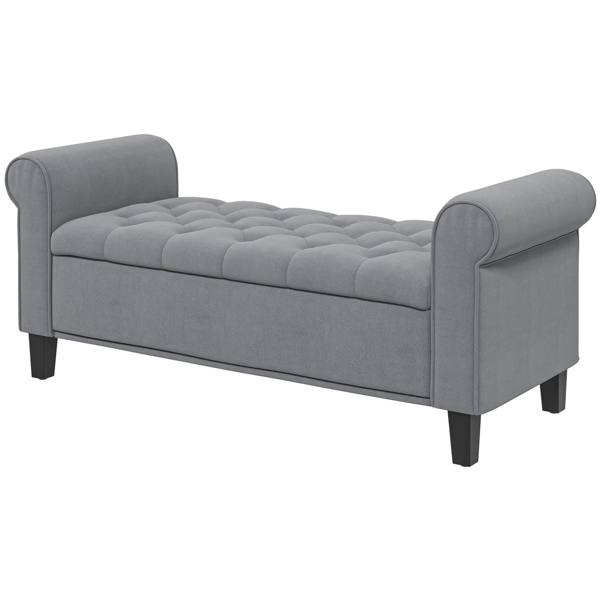 Bench With Storage Space, Upholstered Bench, Bed Bench, In Velvet Look, Hallway Bench For Bedroom, Load Capacity Up To 120 Kg, Gray, 126 X 48.5 X 57 Cm
