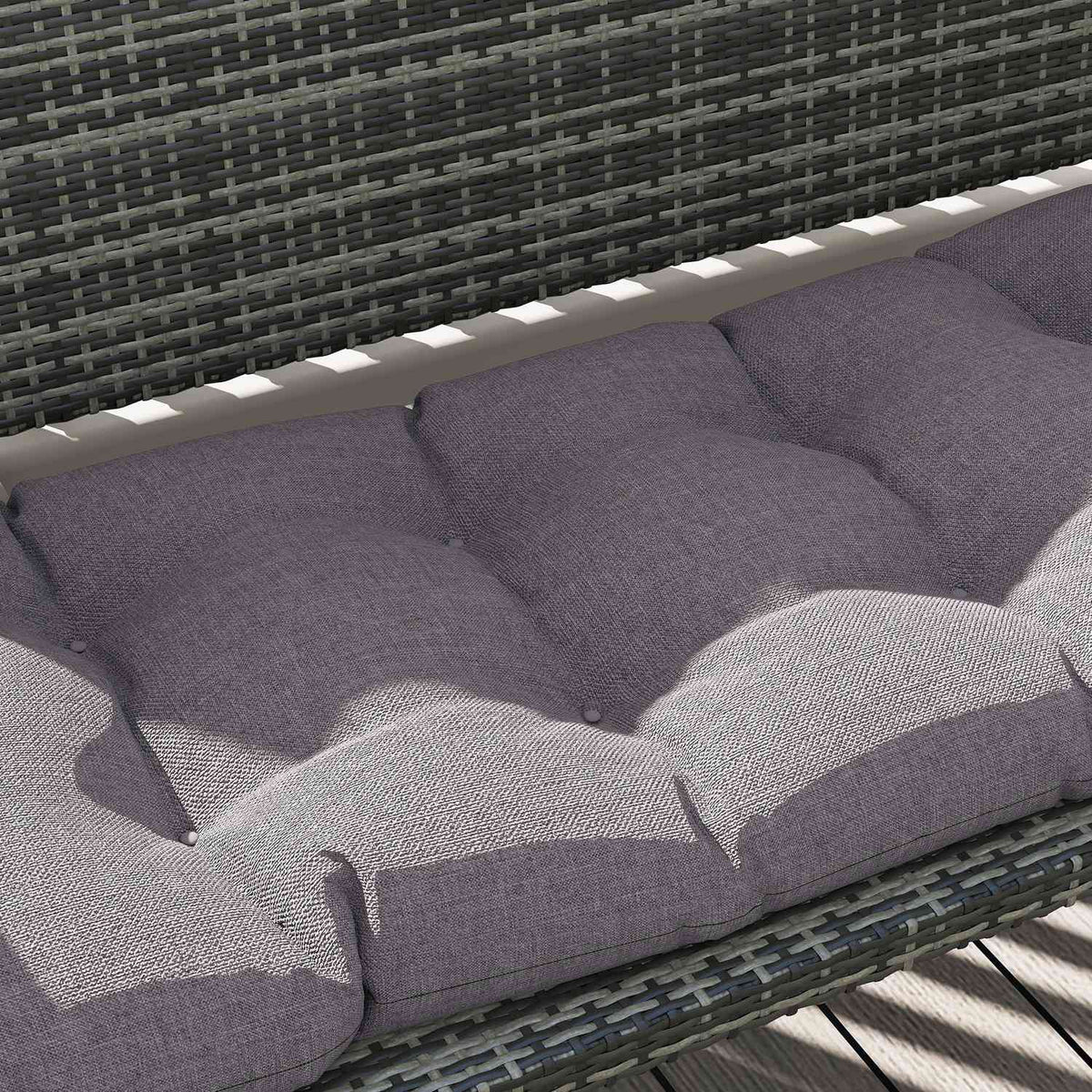 Bench cushion 105 x 46 x 12.5 cm bench cushion with straps, outdoor seat cushion, water-repellent chair cushion UPF50+, seat cushion, seat cushion, bench cushion for garden furniture, bench, gray