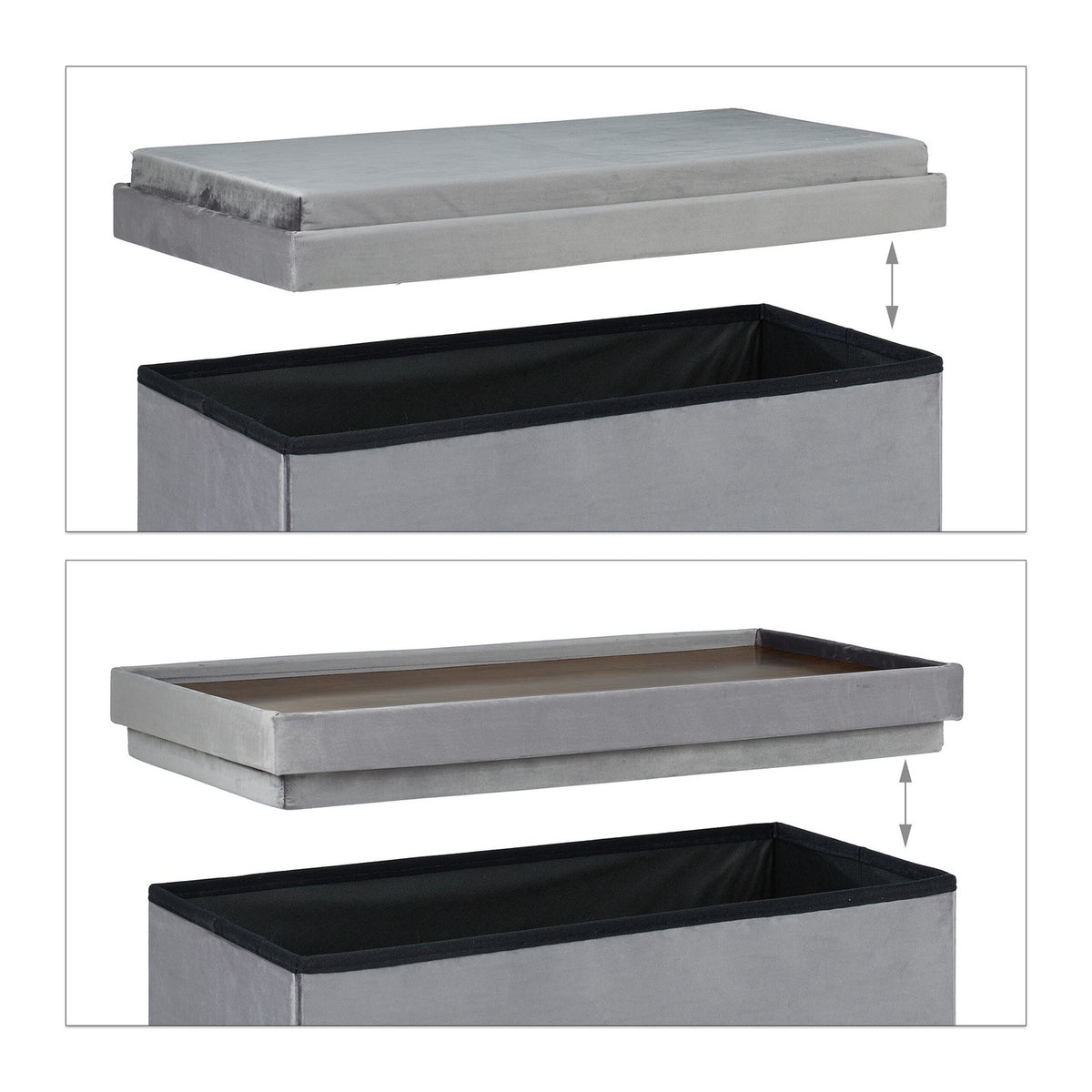 Bench in velvet with tray