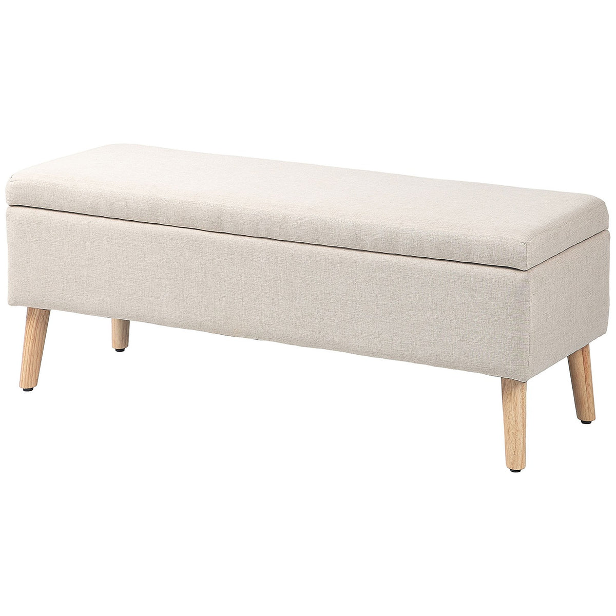 Bench upholstered bench with storage space bed bench with linen look for hallway bedroom living room rubber wood beige 110 x 39 x 45 cm