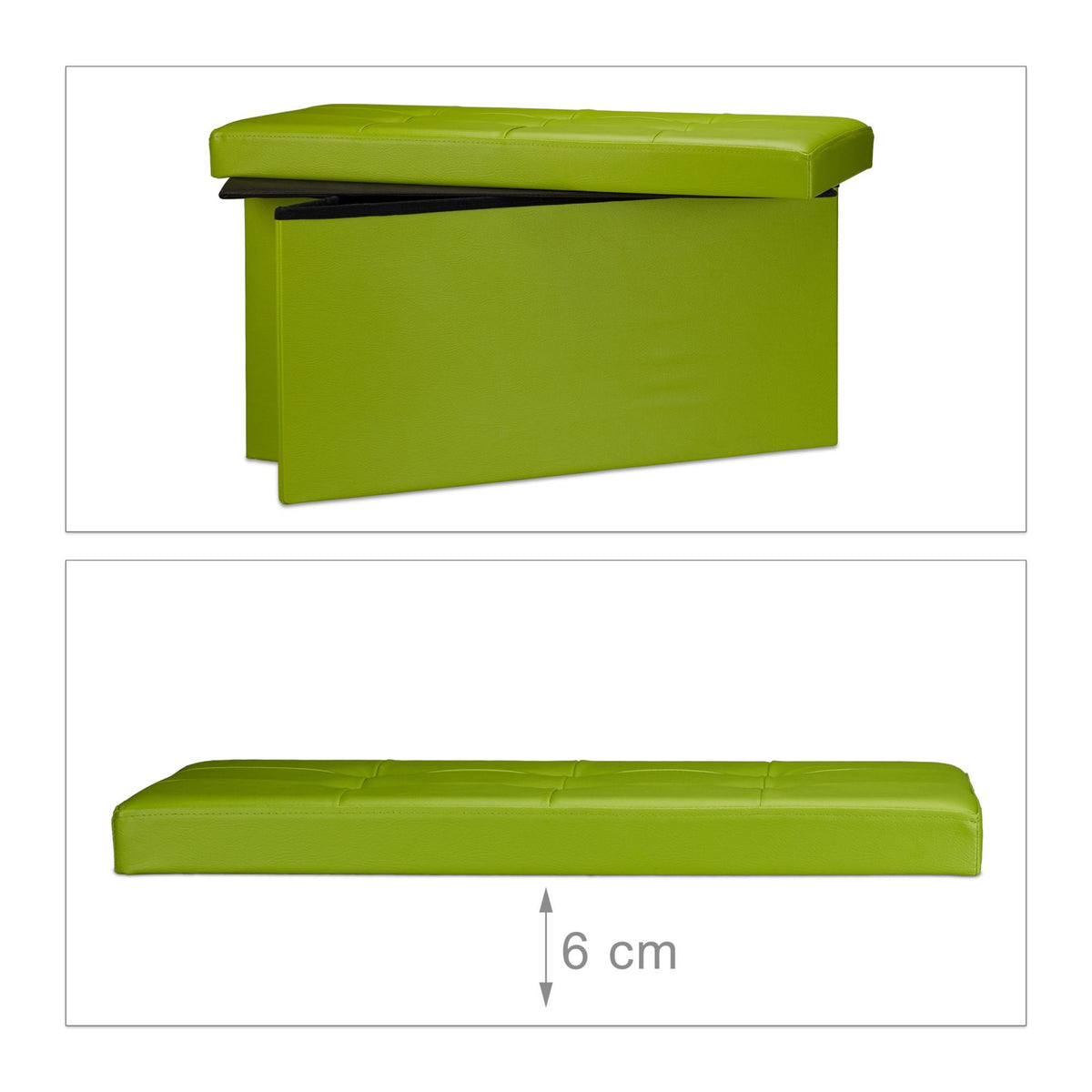 Bench with storage space in artificial leather