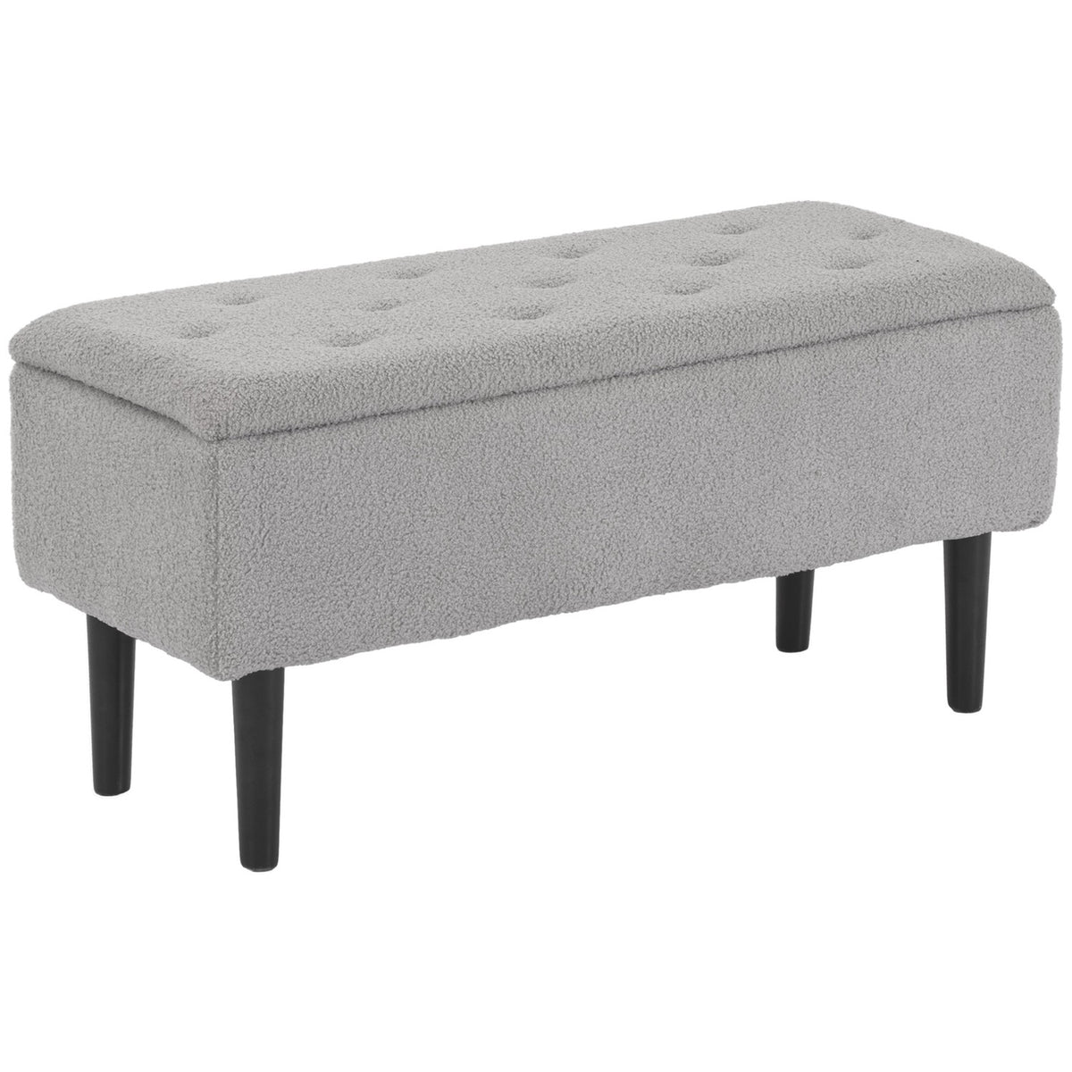 Bench with storage space, upholstered bench with hinged lid, velvet look, chest bench, for living room, bedroom, gray, 95 x 38 x 45 cm