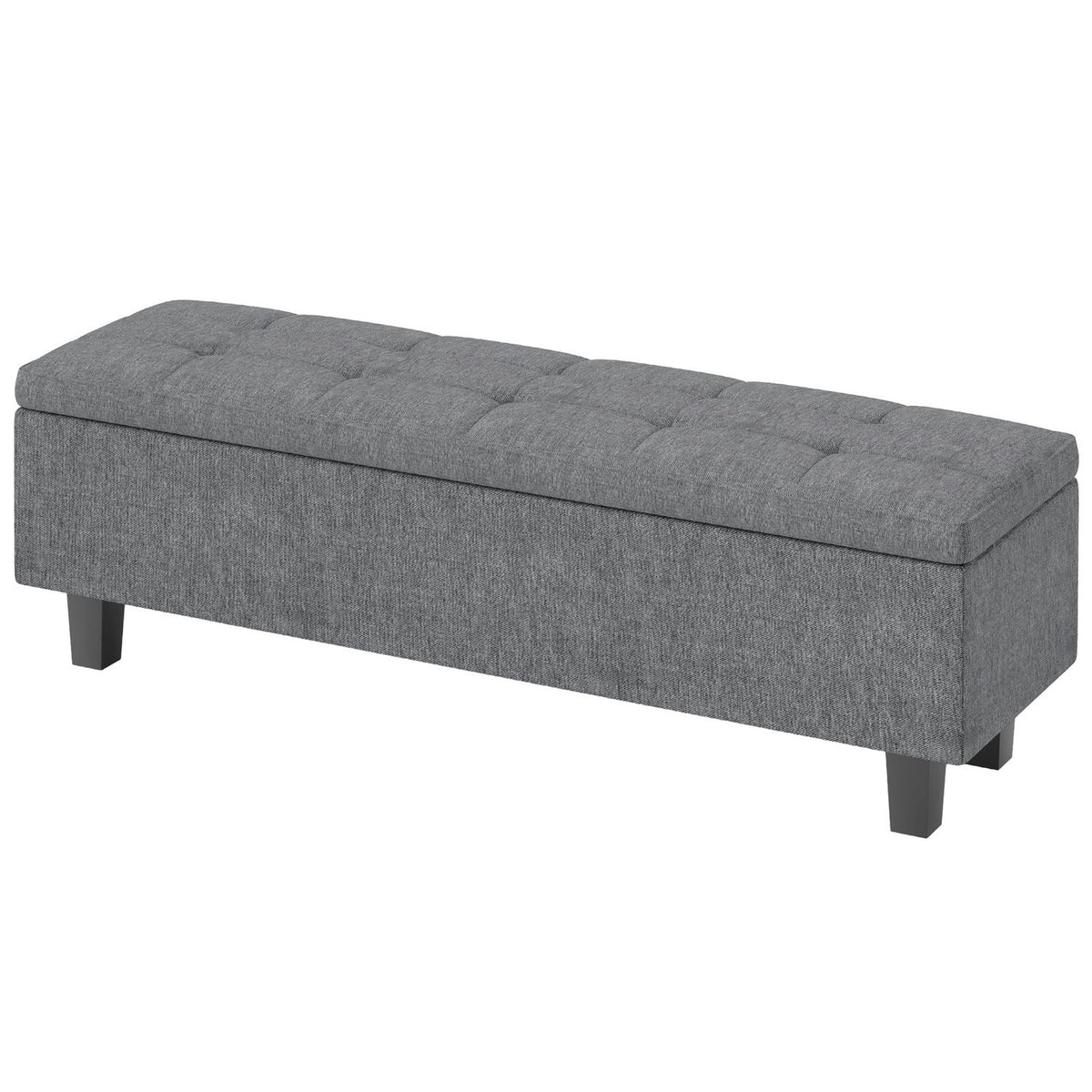 Bench with storage space, upholstered bench with linen look, wooden legs, modern bed bench for hallway, bedroom, living room, 138 x 40 x 45 cm, dark gray