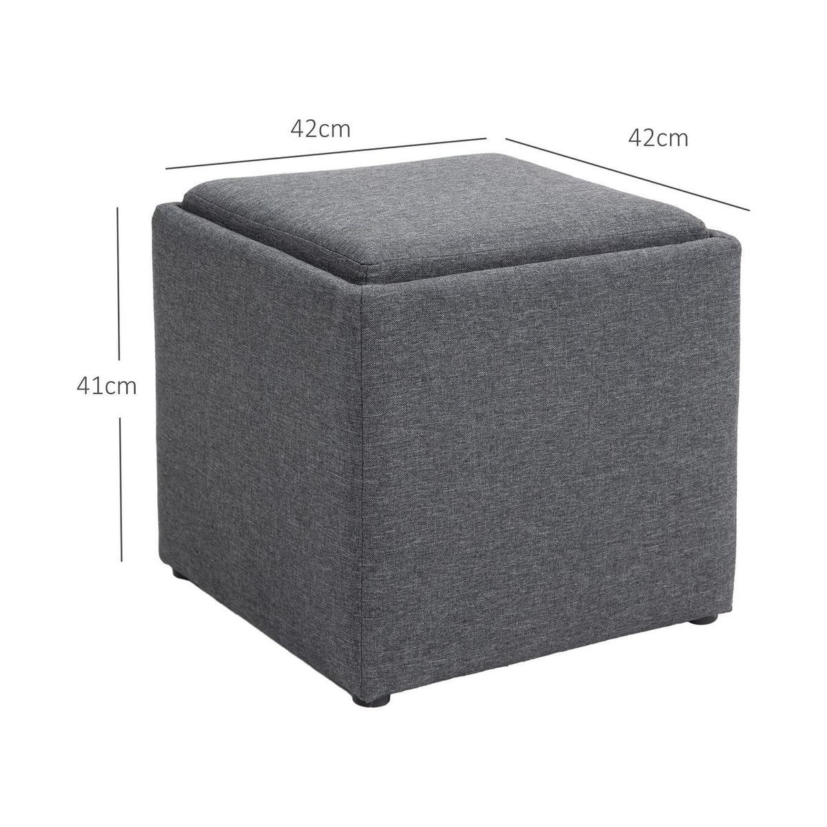 Bench with storage space, upholstered bench with removable lid, bed bench with linen look, for hallway, bedroom, living room, 42 x 42 x 41 cm dark gray