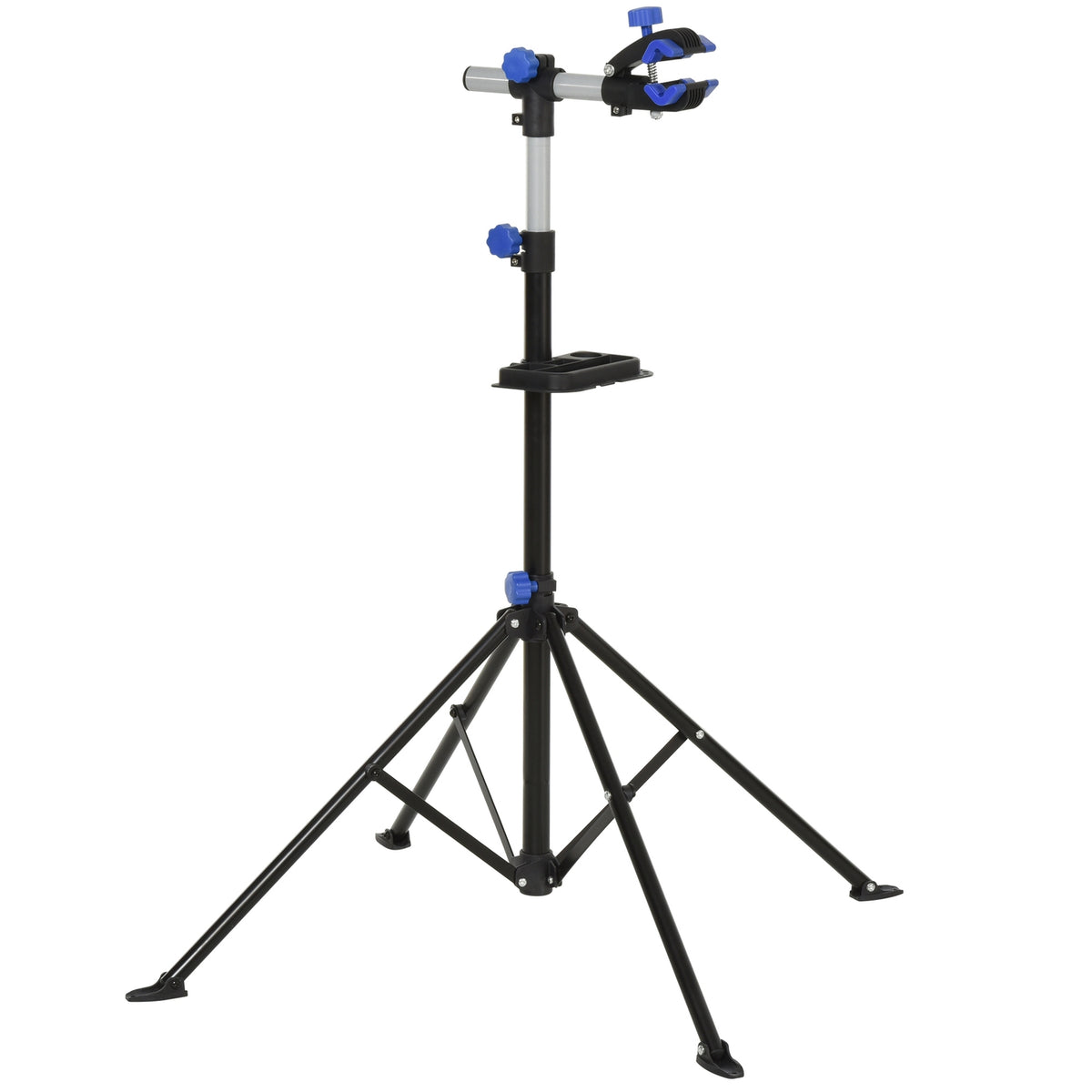 Bicycle Assembly Stand, Truing Stand, Repair Stand, Four-Legged, Tool Tray, Black, 144X144X117-170Cm
