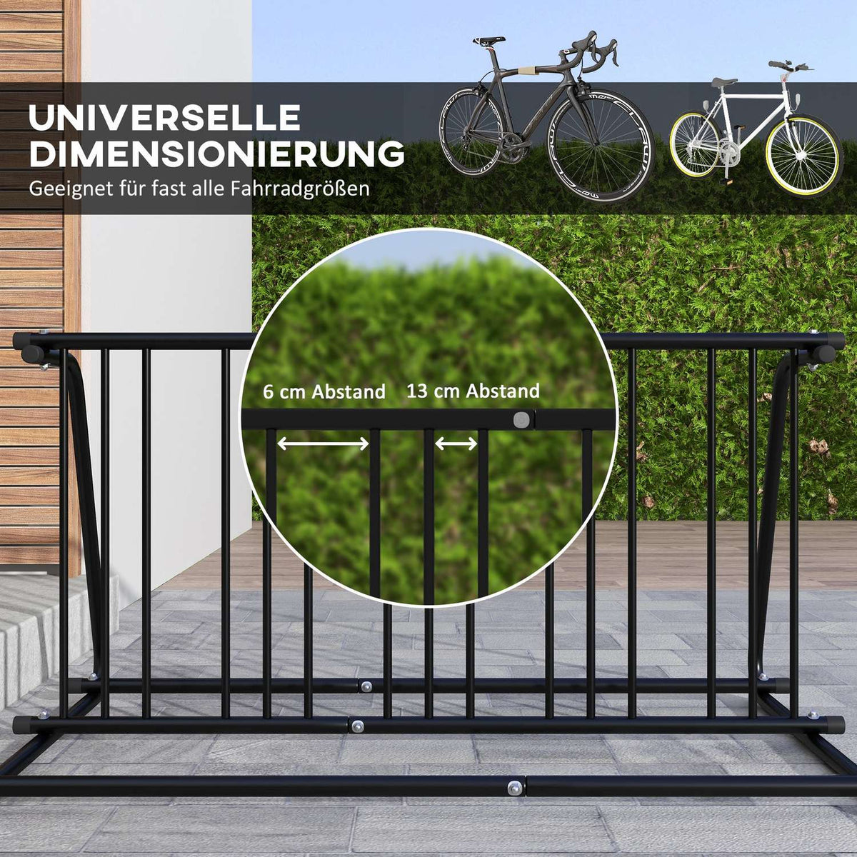 Bicycle Stand, Multiple Stand, Bicycle Stand, Weatherproof, Up To 6 Bicycles On Both Sides, 155 X 100 X 75 Cm, Steel