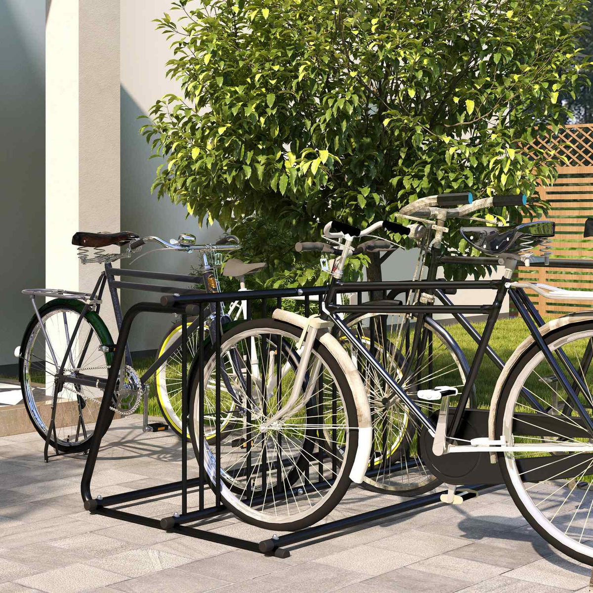 Bicycle Stand, Multiple Stand, Bicycle Stand, Weatherproof, Up To 6 Bicycles On Both Sides, 155 X 100 X 75 Cm, Steel