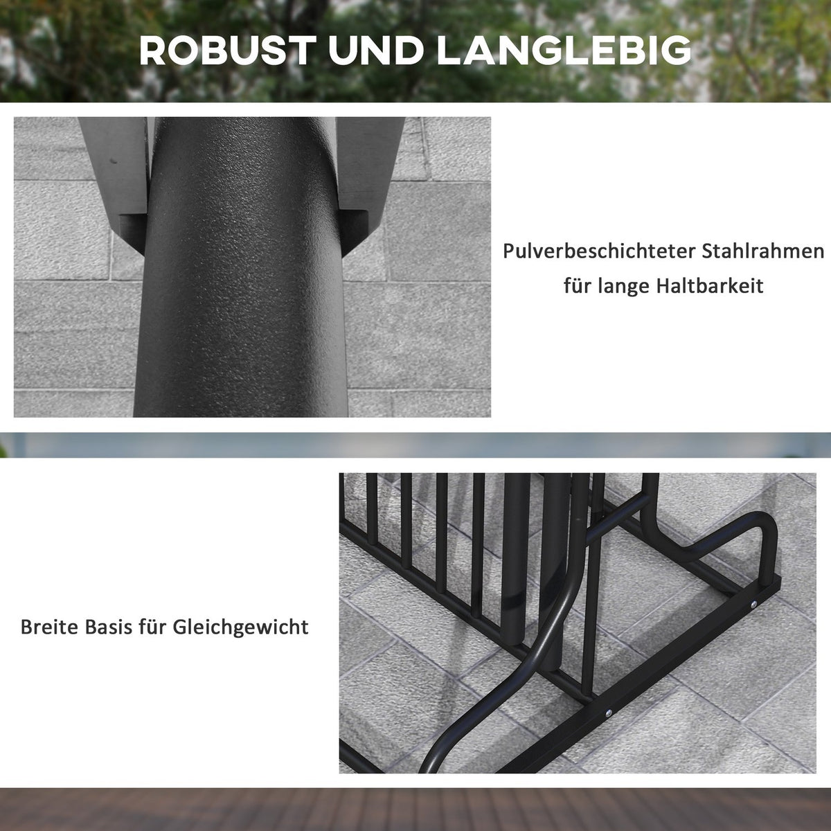 Bicycle Stand, Multiple Stand, Weatherproof, For Up To 4 Bicycles, On Both Sides, Steel, Black, 90X80X80Cm