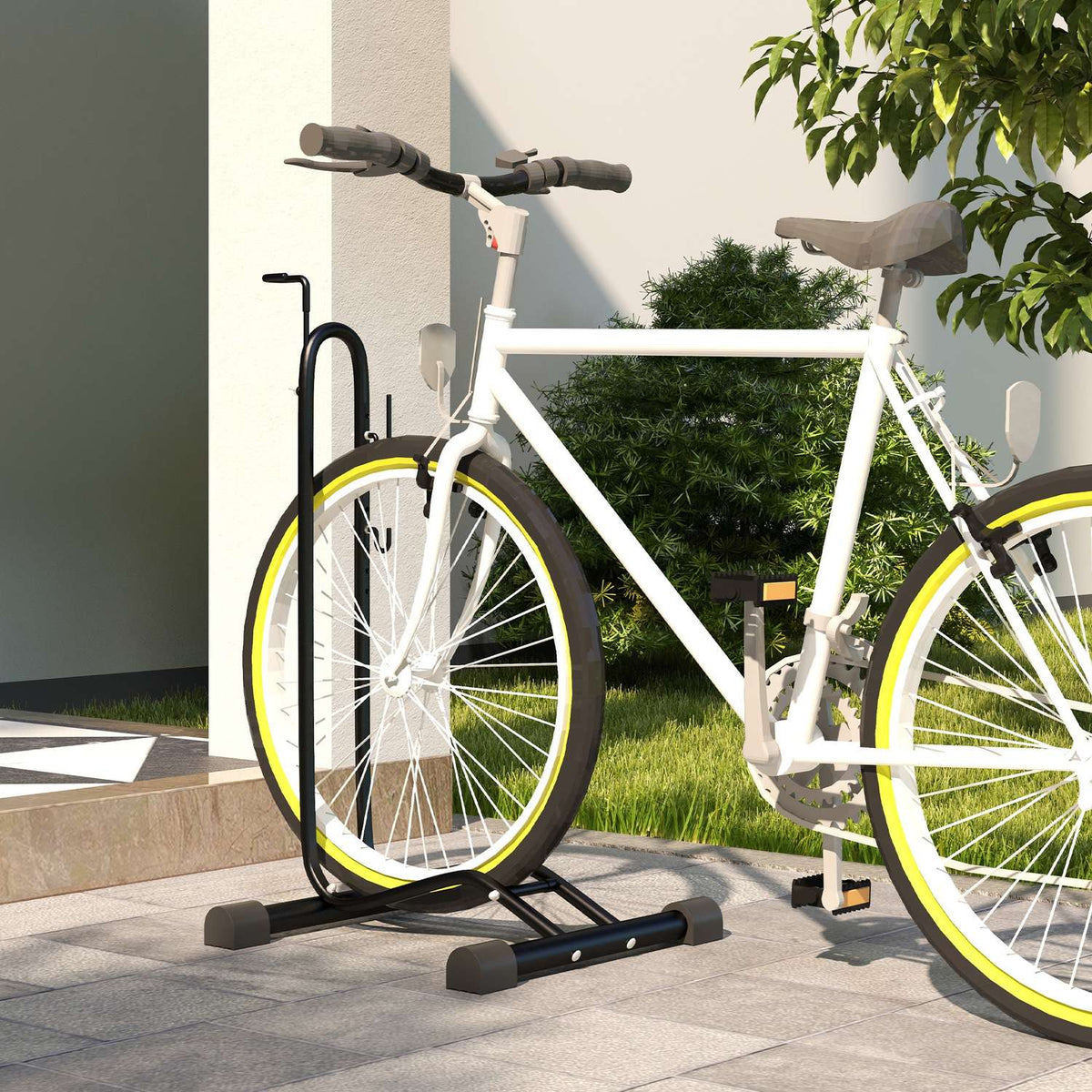 Bicycle Stand, Vertical Horizontal Bike Stand, Stand, Weatherproof, 45 x 44 x 118 cm, Metal