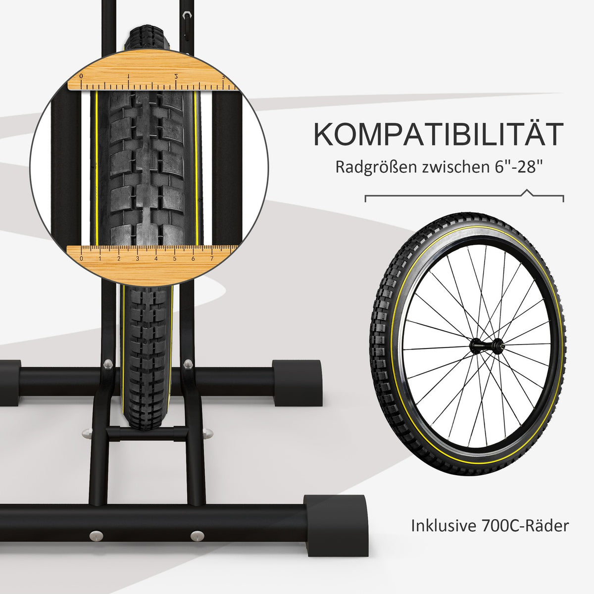Bicycle Stand, Vertical Horizontal Bike Stand, Stand, Weatherproof, 45 x 44 x 118 cm, Metal