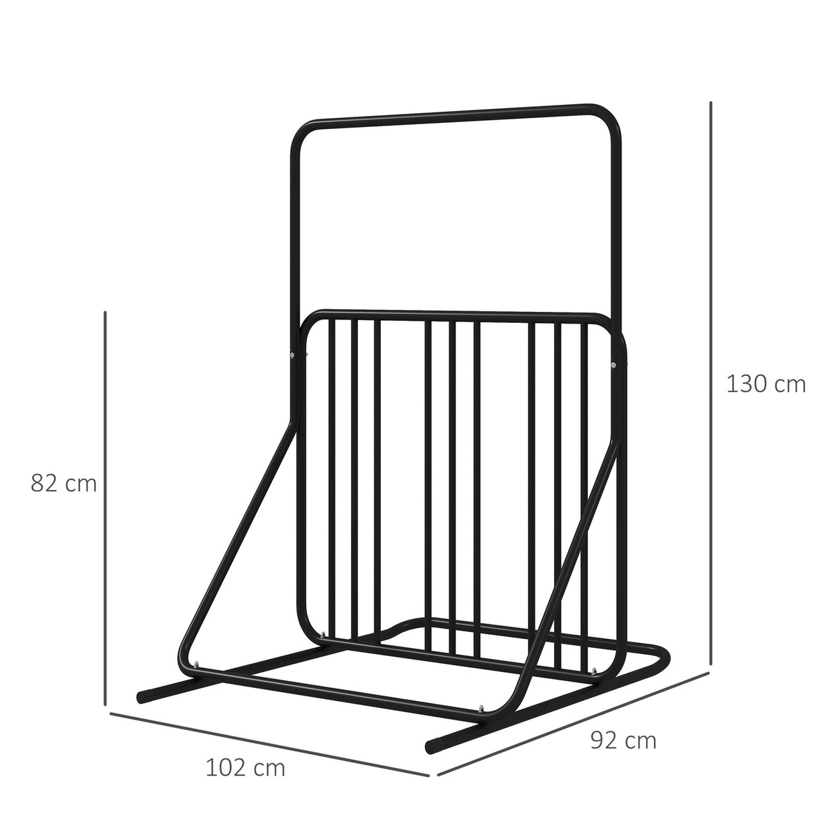 Bicycle Stand With Handle, Multiple Stands On Both Sides, Weatherproof, Up To 4 Bicycles, Steel, Black, 102X92X130Cm