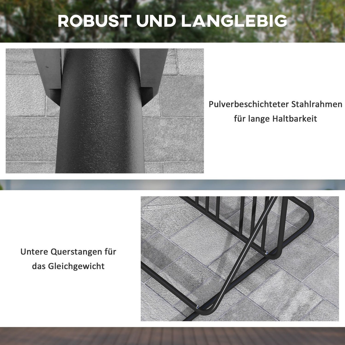 Bicycle Stand With Handle, Multiple Stands On Both Sides, Weatherproof, Up To 4 Bicycles, Steel, Black, 102X92X130Cm