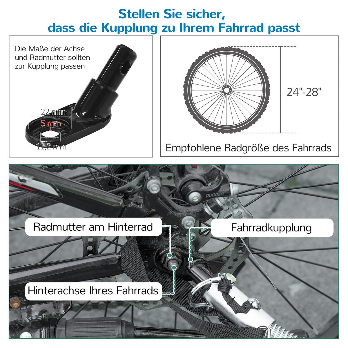 Bicycle Trailer 2 In 1 Stroller Buggy, 360° Rotatable, Steel Oxford, Blue+Black