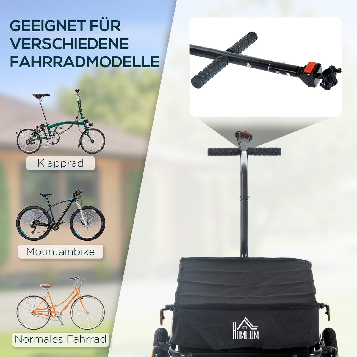 Bicycle Trailer Cargo Trailer For Bicycle 40 Kg Load Capacity Transport Trailer Handcart Steel Oxford Fabric Black 144 X 59 X 80 Cm