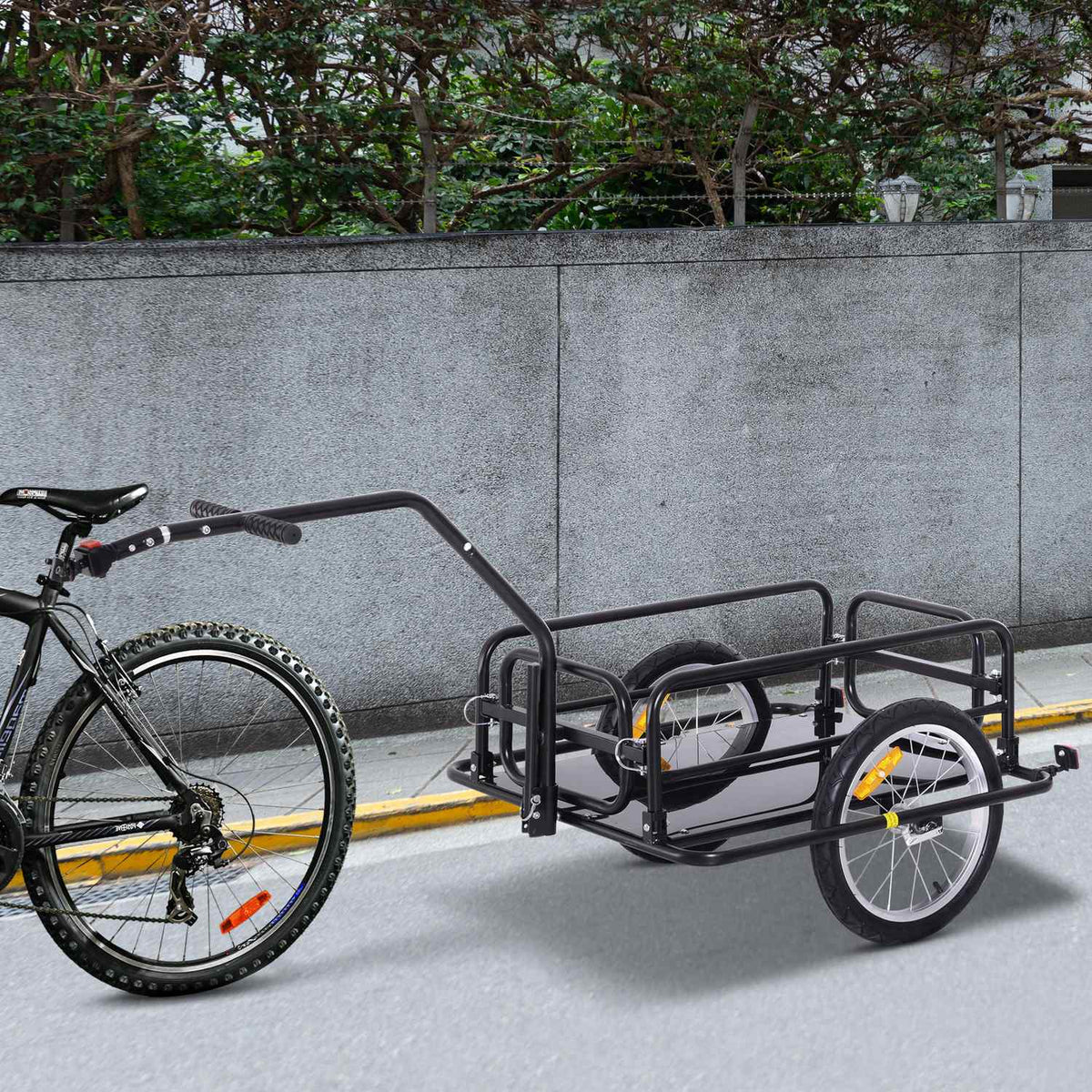 Bicycle Trailer Load Trailer 40 Kg Load Capacity, Transport Trailer With Folding Coupling, Black, 155X71.5X77Cm