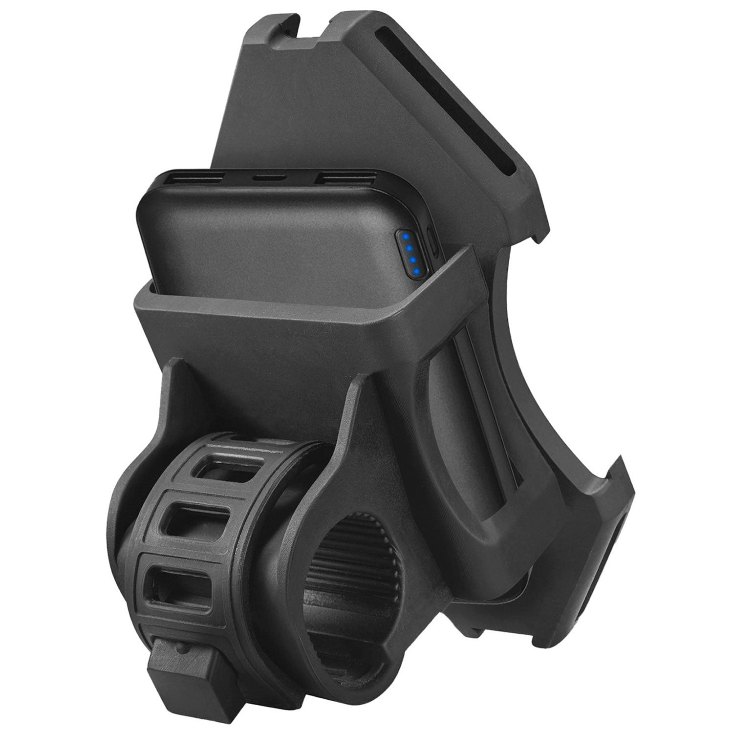 Bicycle/e-scooter holder with built-in power bank