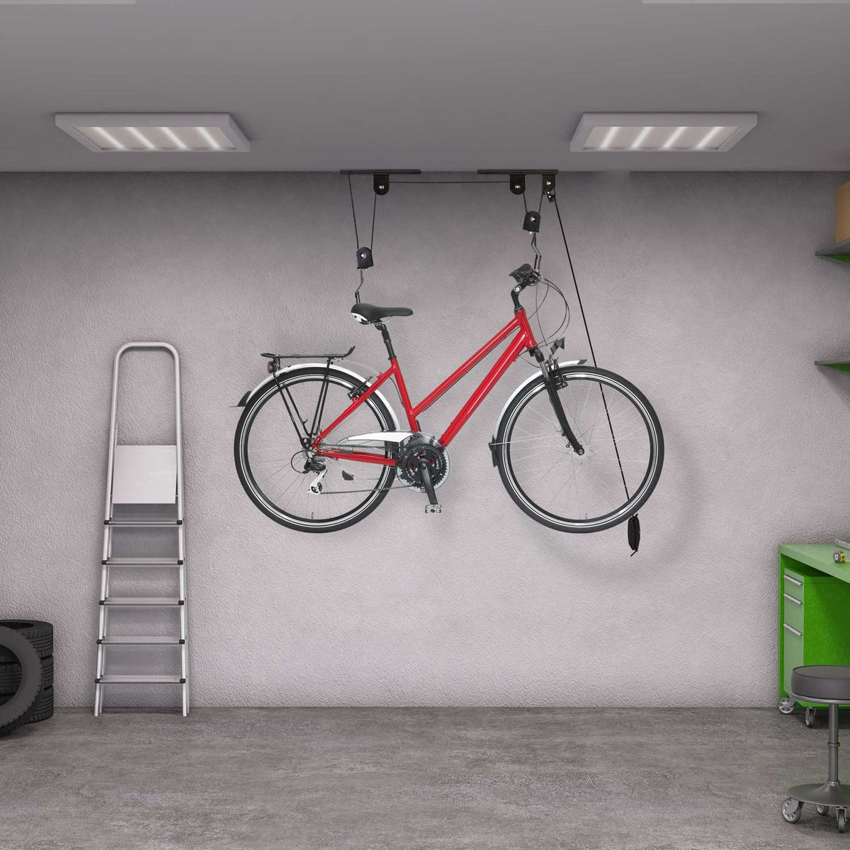 Bicycle lift for the roof