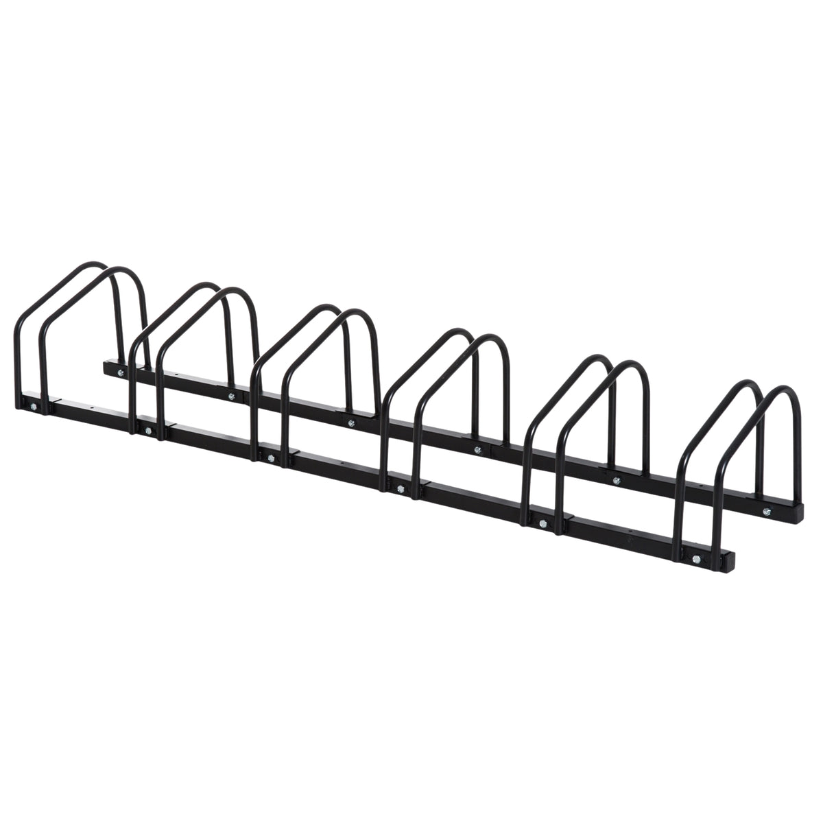 Bicycle stand, bike stand, stand, weatherproof, durable, floor and wall mounting, steel, up to 6 bicycles, black, 179 x 33 x 27 cm