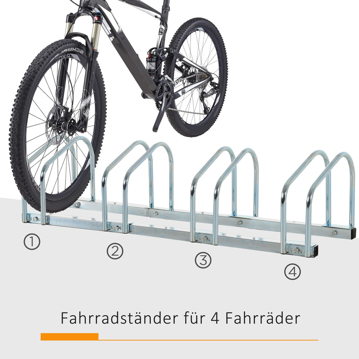 Bicycle stand for up to 4 bicycles, bike stand, multiple stand, stand, weatherproof, floor and wall mounting